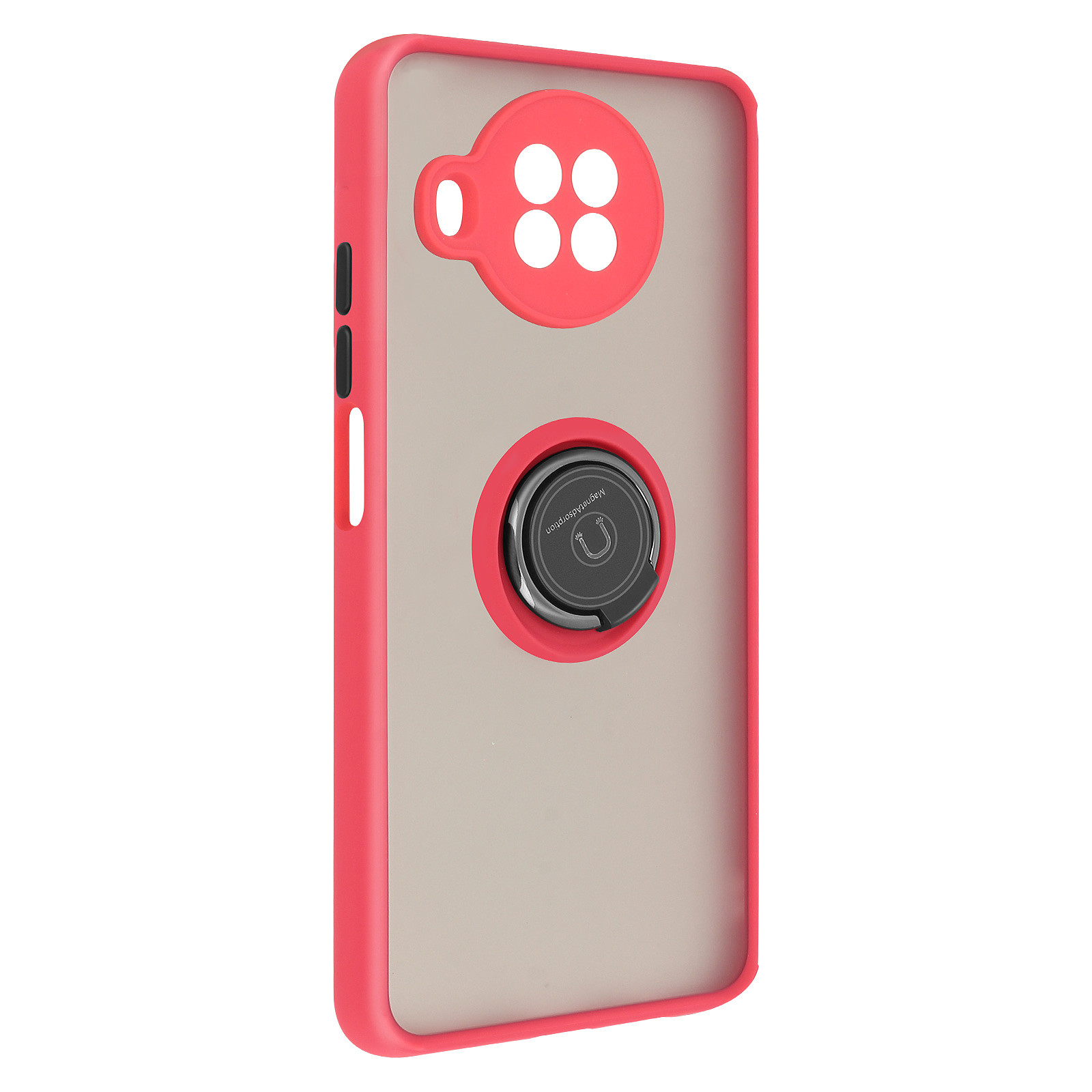 Avizar Coque pour Xiaomi Mi 10T Lite Bi-matière Bague Metallique Fonction Support Rouge - Coque telephone Avizar