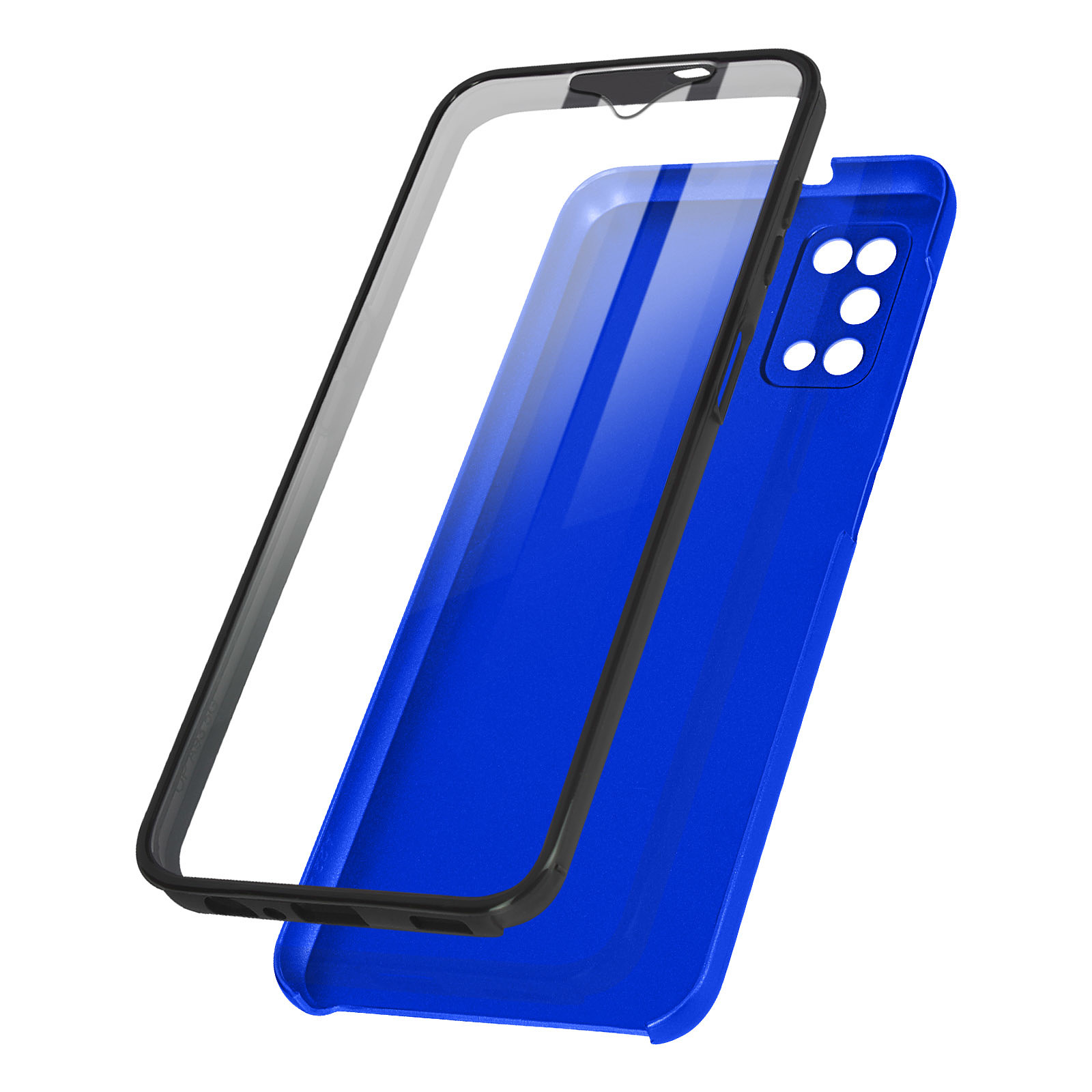 Avizar Coque pour Samsung Galaxy A03s Intègrale Arrière Rigide Bleu et Avant Souple Transparent - Coque telephone Avizar