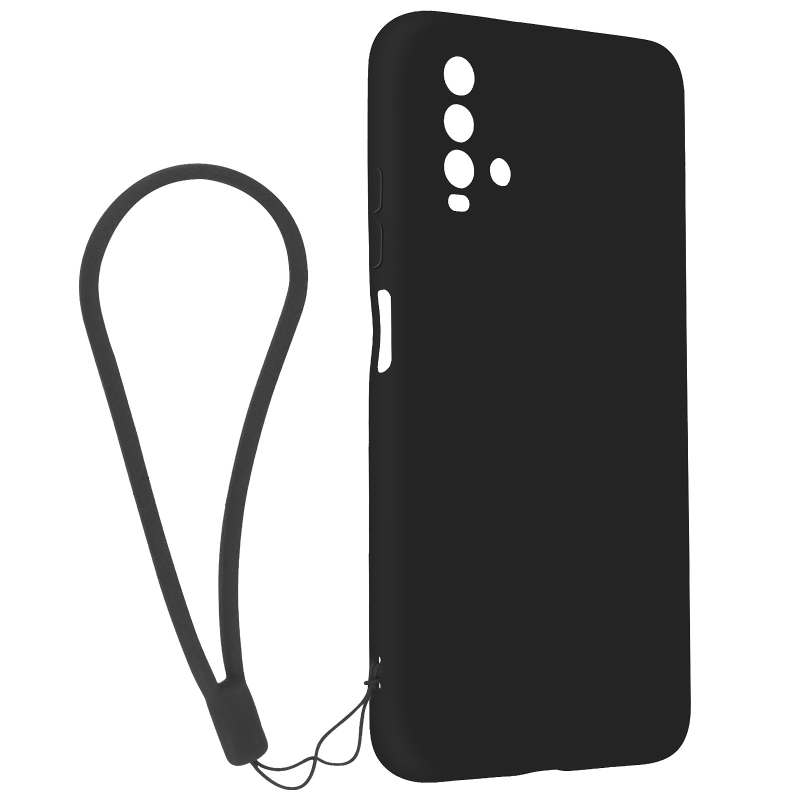 Avizar Coque pour Xiaomi Redmi 9T Silicone Gel Semi-rigide avec Dragonne Noir - Coque telephone Avizar