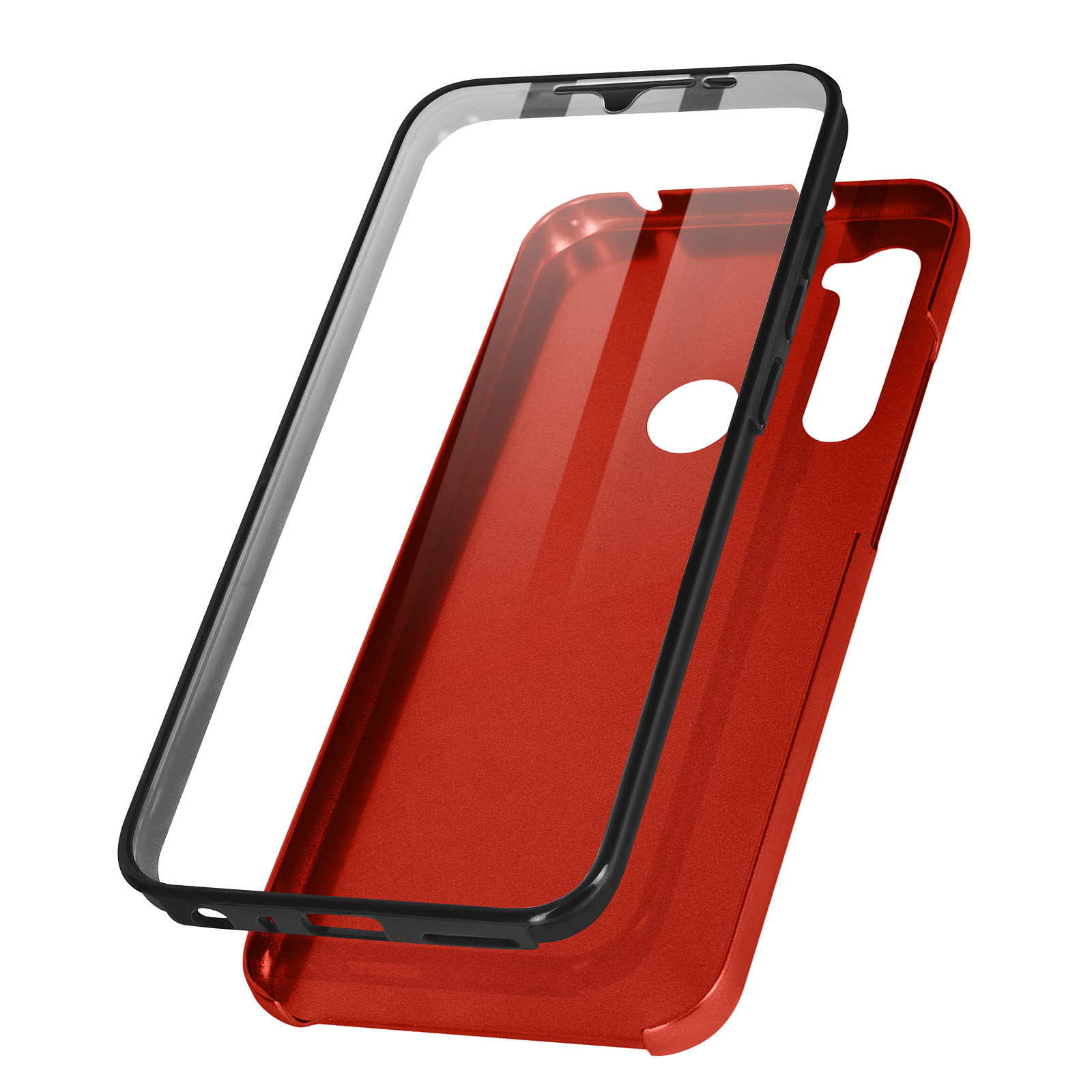 Avizar Coque pour Xiaomi Redmi Note 8 et Note 8 2021 Arrière Rigide et Avant Souple Antichoc Rouge - Coque telephone Avizar