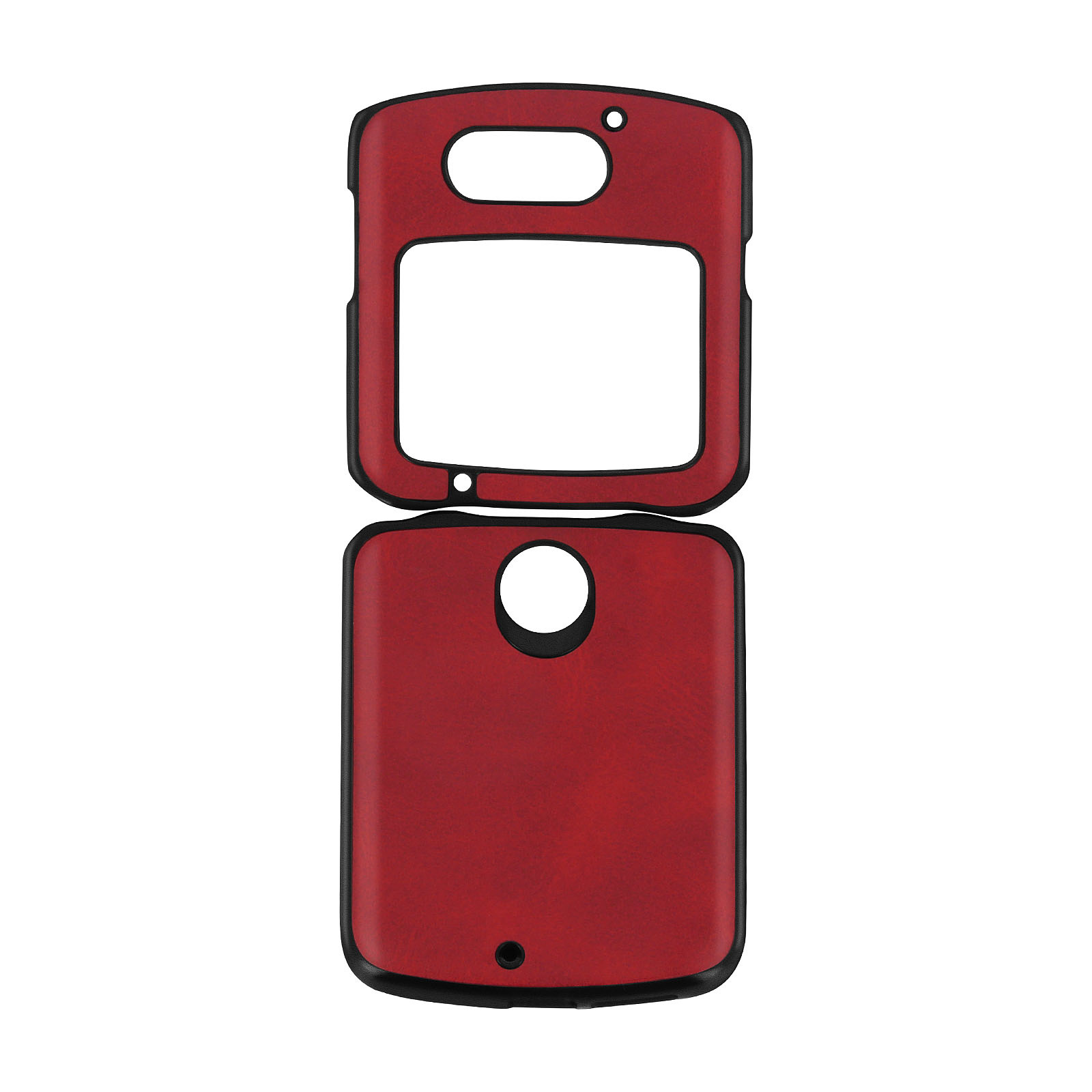 Avizar Coque pour Motorola Razr 5G Conception en 2 parties Aspect cuir vieilli Rouge - Coque telephone Avizar