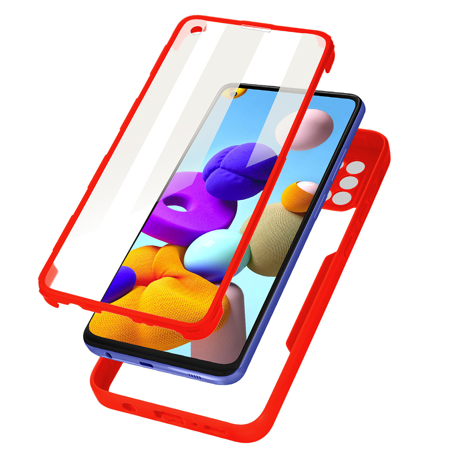 Avizar Coque pour Samsung Galaxy A21S Dos Plexiglas Avant Polymère Contour Rouge - Coque telephone Avizar