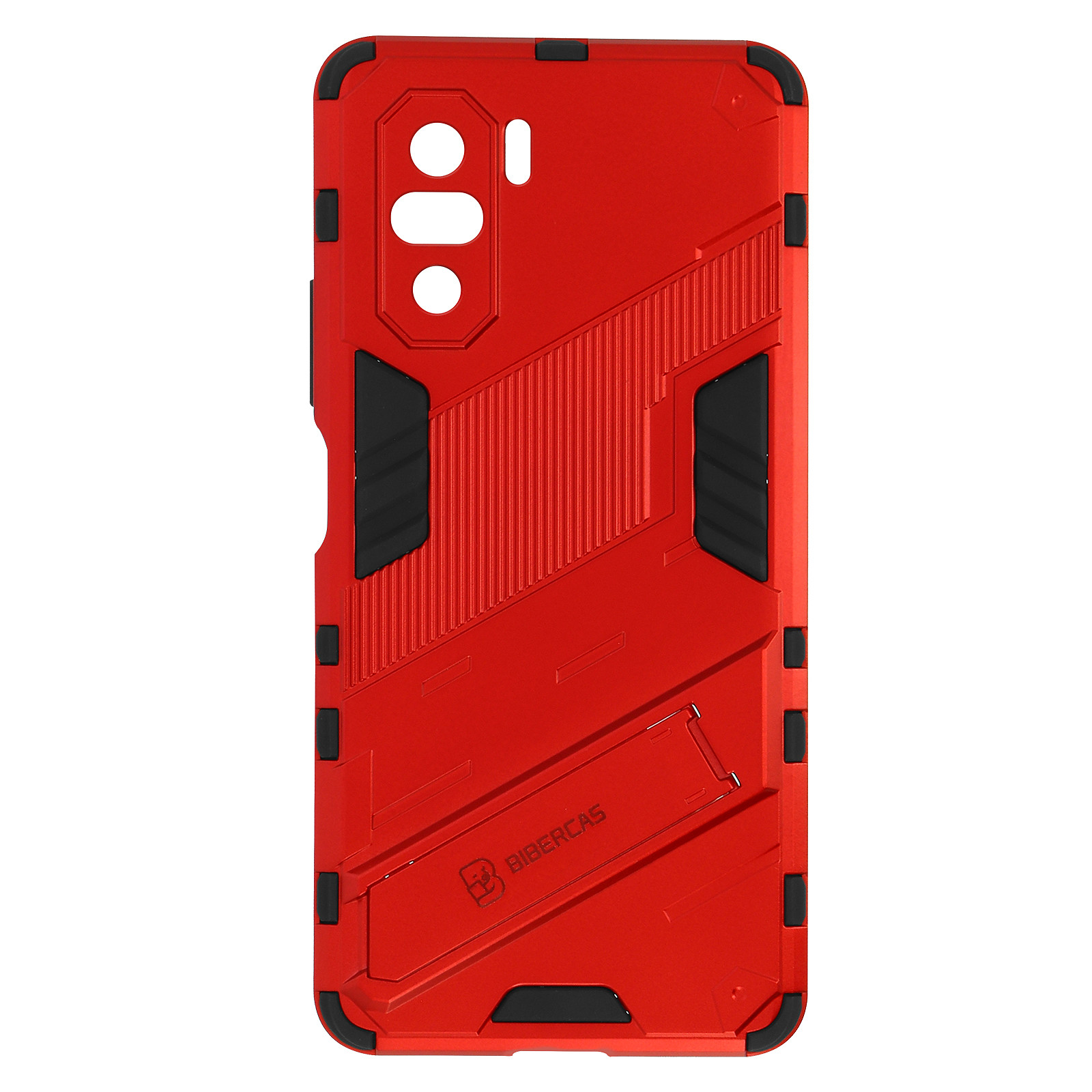 Avizar Coque pour Xiaomi Poco F3 / Mi 11i Antichoc Bequille Collection Kickstand II Rouge - Coque telephone Avizar