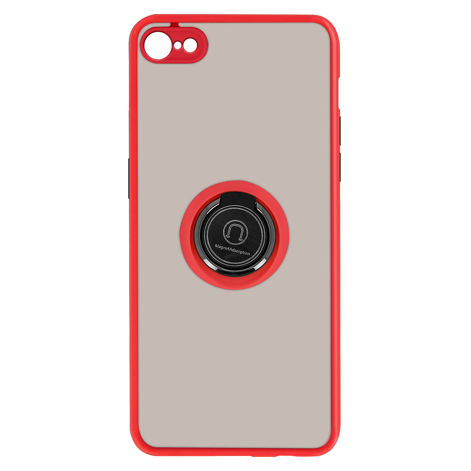 Avizar Coque pour iPhone 7 8 et SE 2020 Bi-matière Bague Metallique Support Video Rouge - Coque telephone Avizar