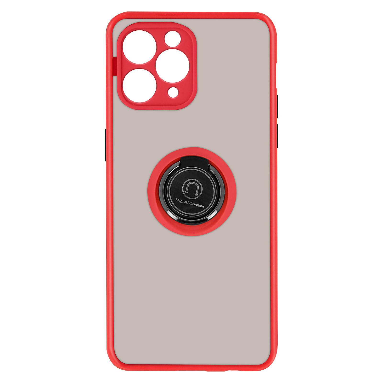 Avizar Coque pour IPhone 11 Pro Max Bi-matière Bague Metallique Support Video Rouge - Coque telephone Avizar
