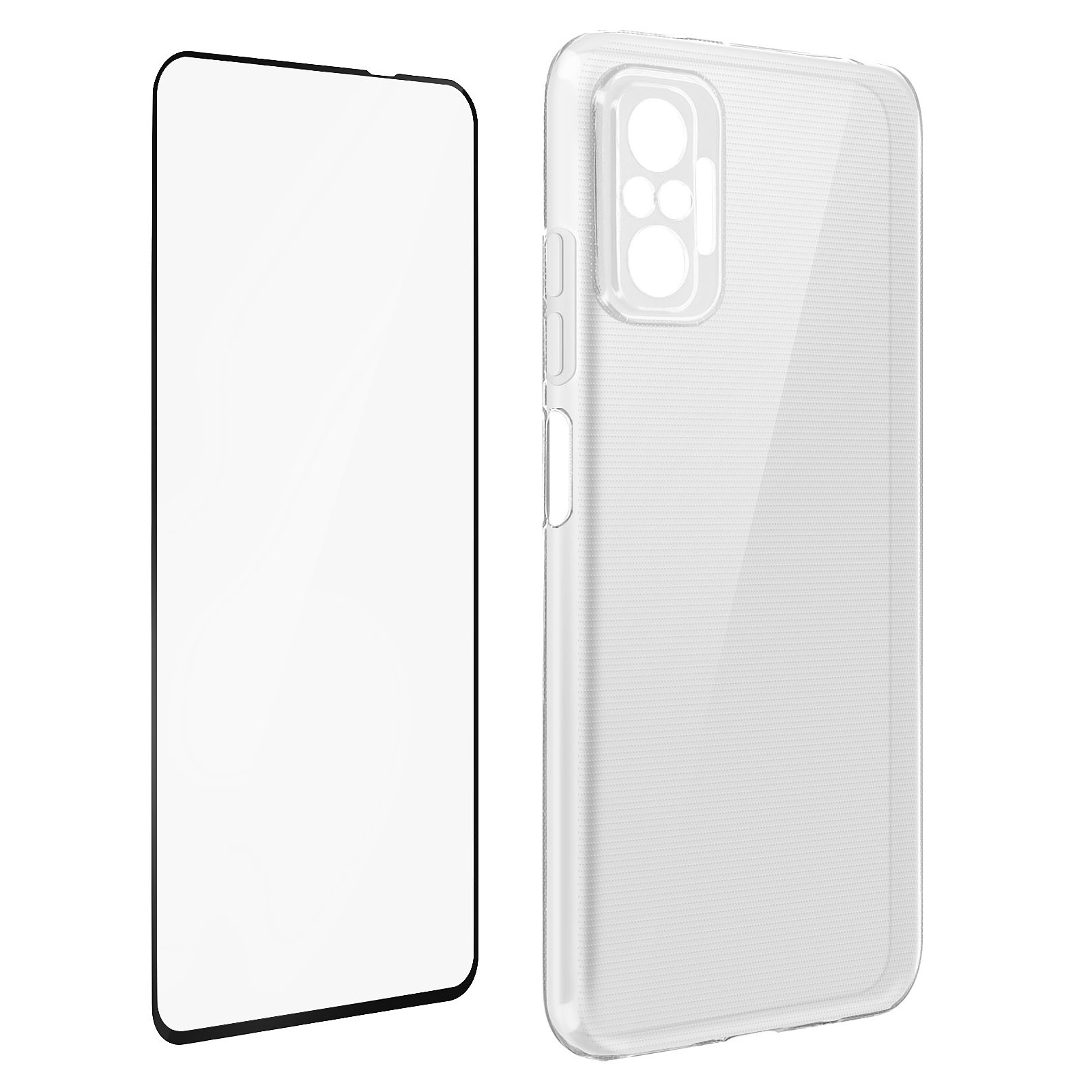 Avizar Coque pour Xiaomi Redmi Note 10 Pro Souple et Film Verre Trempe Durete 9H Transparent Noir - Coque telephone Avizar