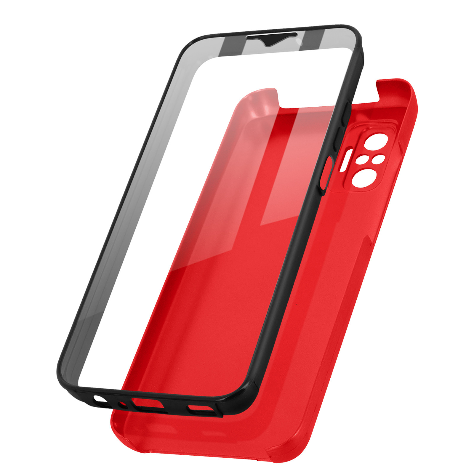 Avizar Coque pour Xiaomi Redmi Note 10 Pro Arrière Rigide et Avant Souple Antichoc Rouge - Coque telephone Avizar
