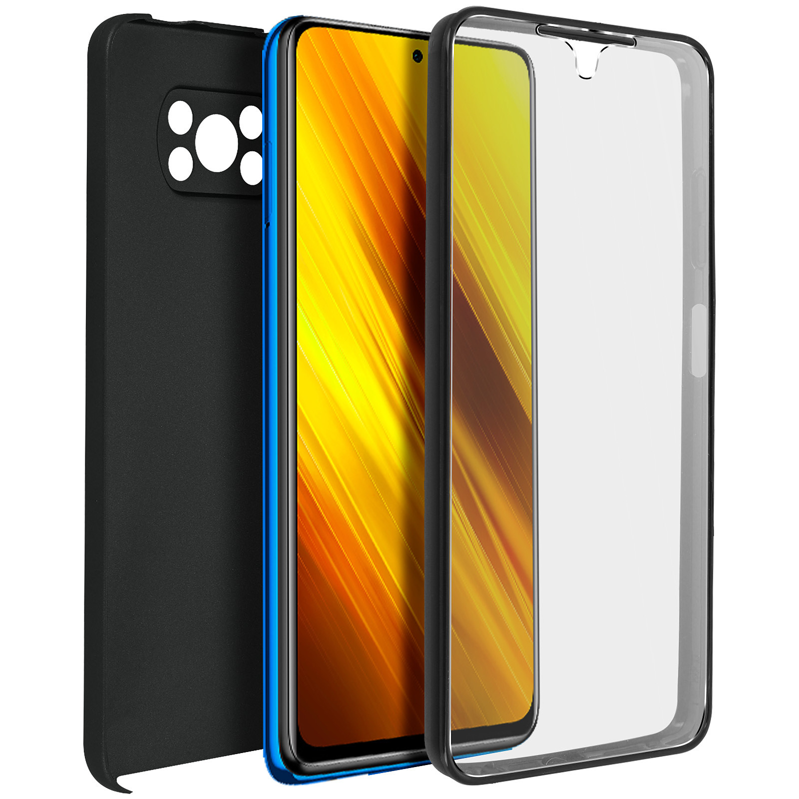 Avizar Coque pour Xiaomi Poco X3 et X3 Pro Arrière Rigide et Avant Souple Antichoc Noir - Coque telephone Avizar