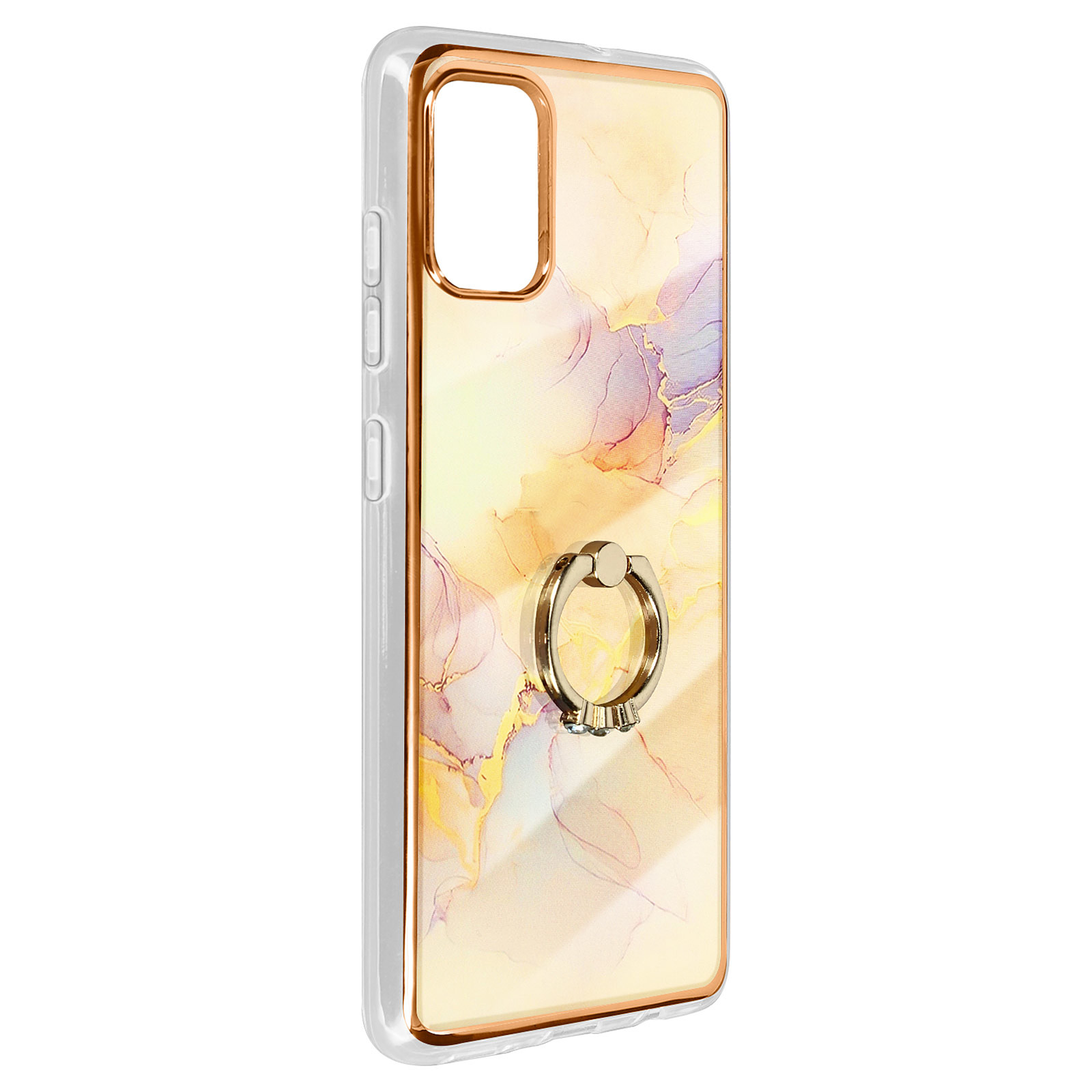 Avizar Coque pour Samsung Galaxy A51 Bi-matière avec Bague de maintien a  strass effet bijou Motif marbre champagne - Coque telephone Avizar