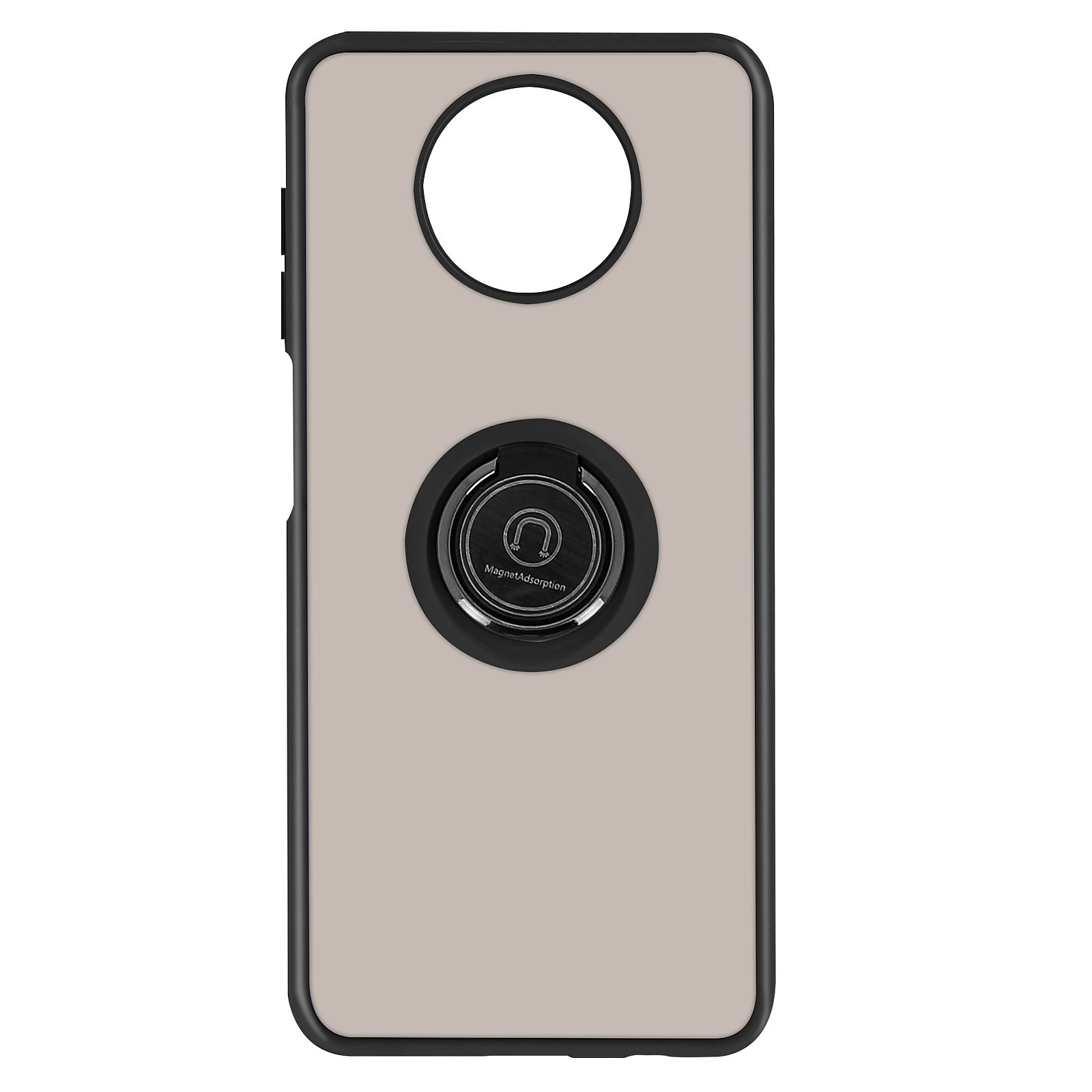 Avizar Coque pour Xiaomi Redmi Note 9T 5G Bi-matière Bague Metallique Fonction Support Noir - Coque telephone Avizar
