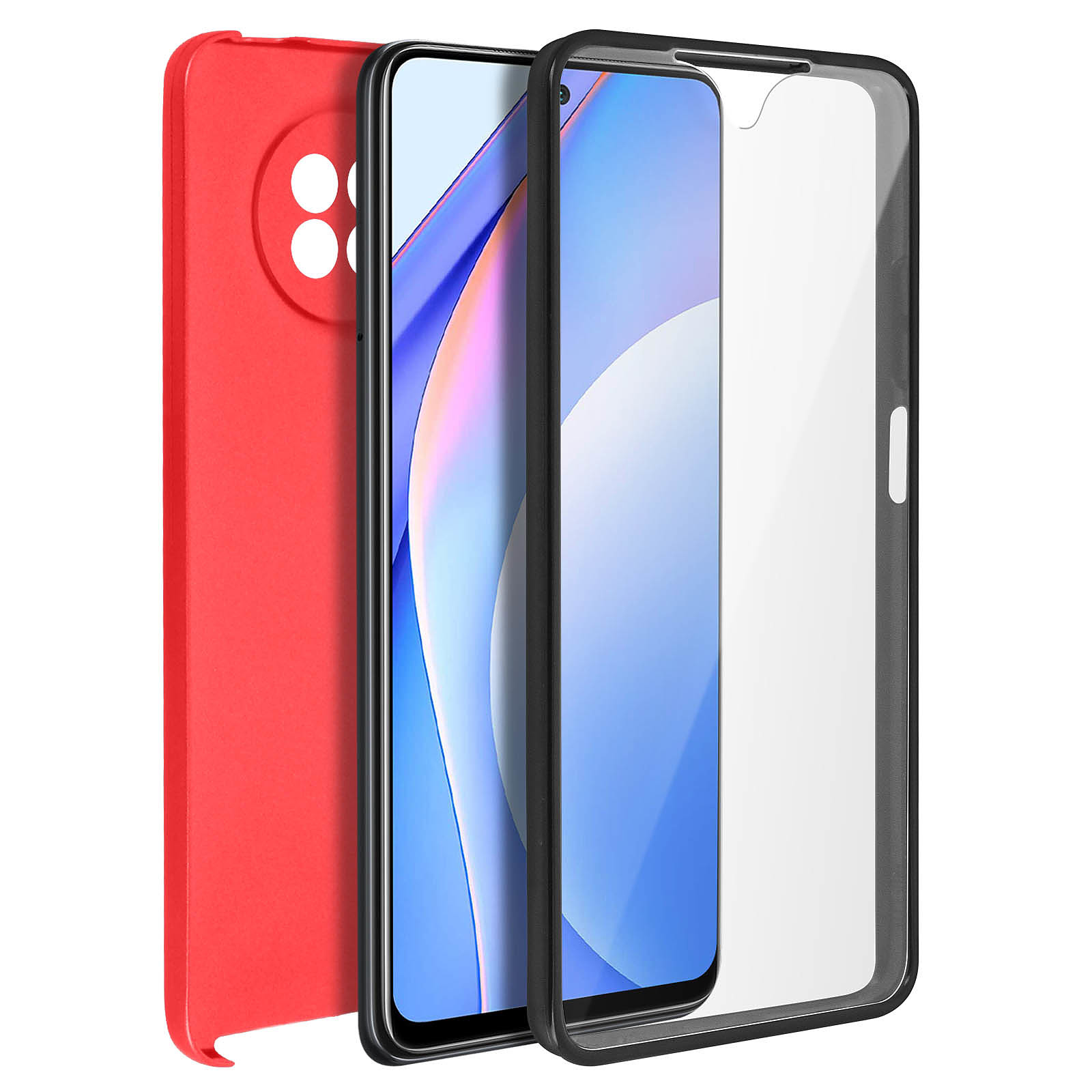 Avizar Coque pour Xiaomi Mi 10T Lite Arrière Rigide et Avant Souple Antichoc Rouge - Coque telephone Avizar