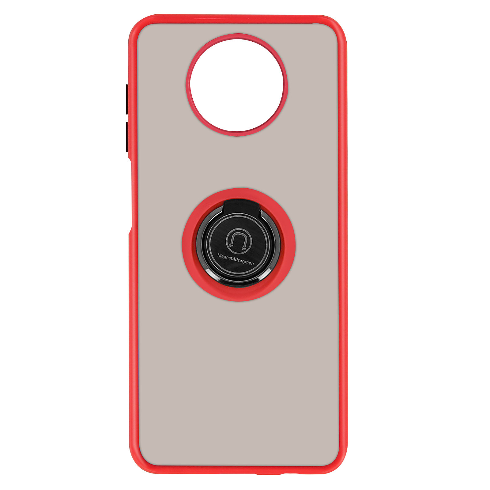 Avizar Coque pour Xiaomi Redmi Note 9T 5G Bi-matière Bague Metallique Fonction Support Rouge - Coque telephone Avizar