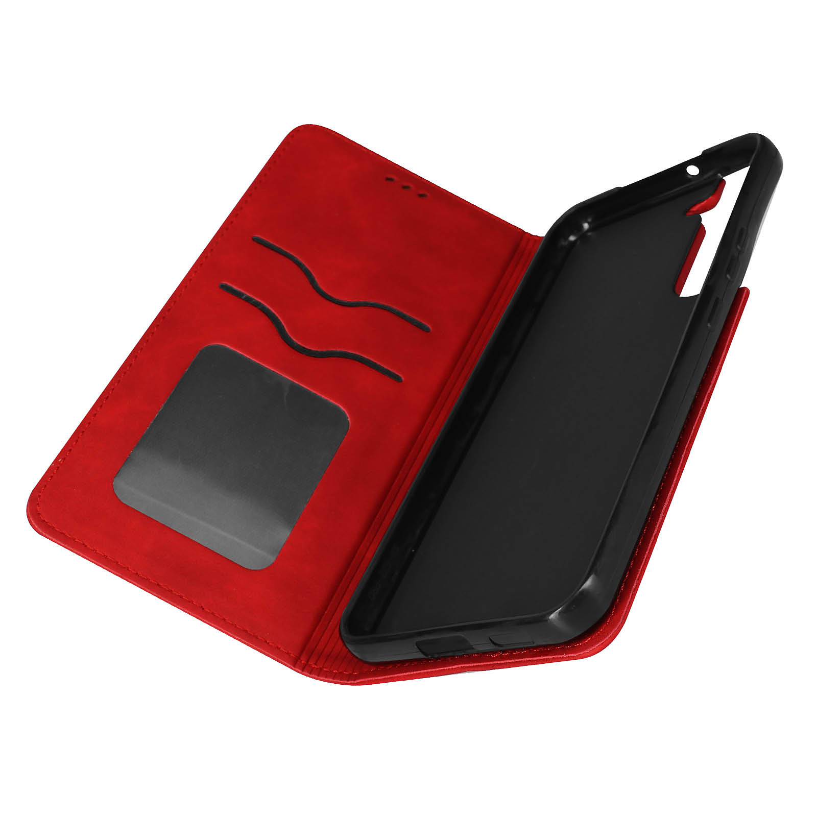 Avizar Etui Folio pour Samsung Galaxy S22 Plus Porte Carte Simili Cuir Daim rouge - Coque telephone Avizar