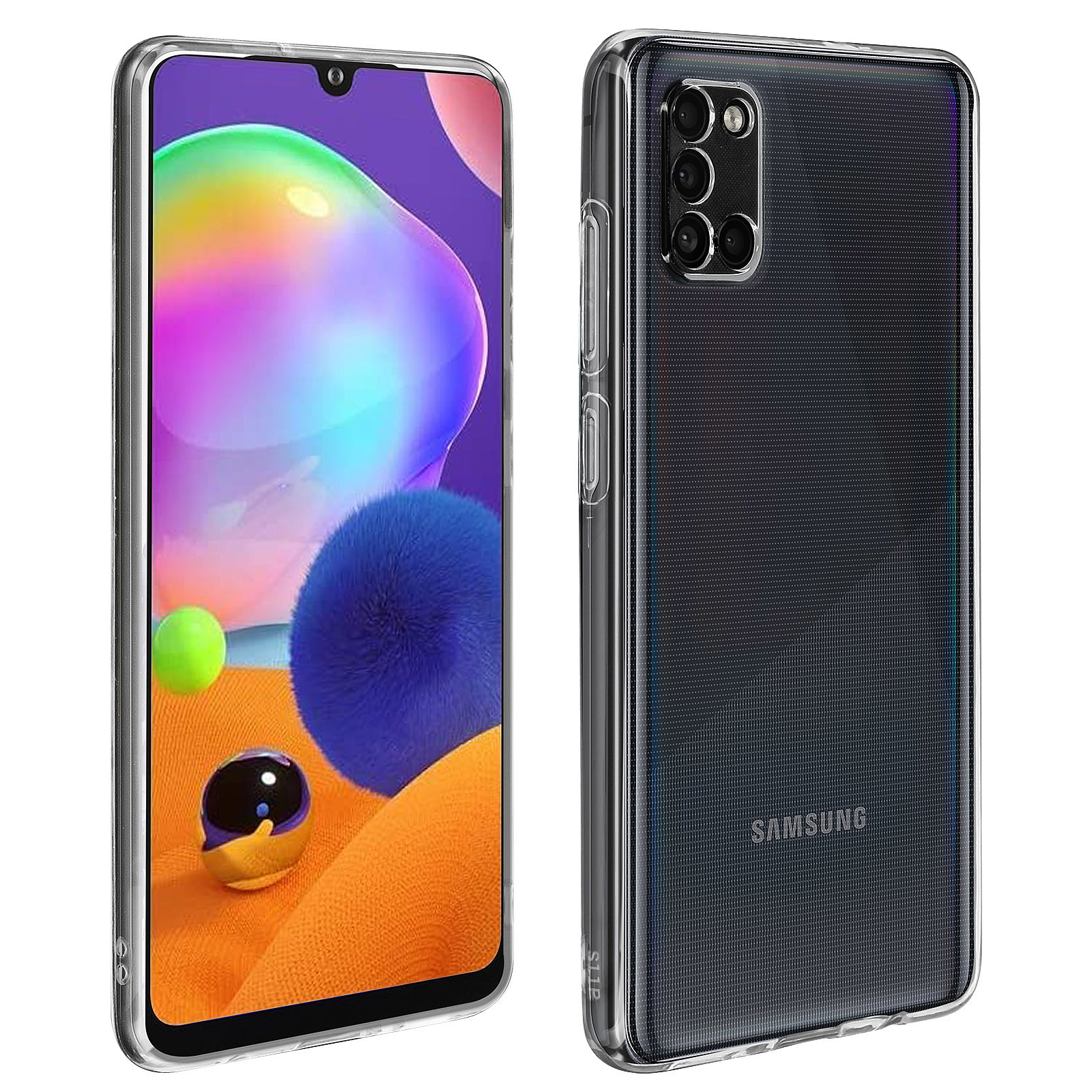 Avizar Coque pour Samsung Galaxy A31 Souple et Film Verre Trempe Durete 9H Transparent Transparent - Coque telephone Avizar