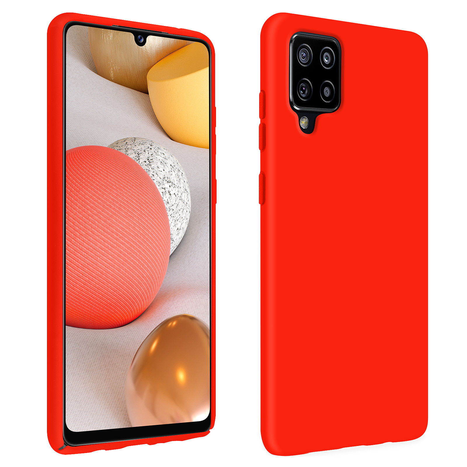 Avizar Coque pour Samsung Galaxy A42 5G Silicone Gel Souple Finition Soft Touch Rouge - Coque telephone Avizar