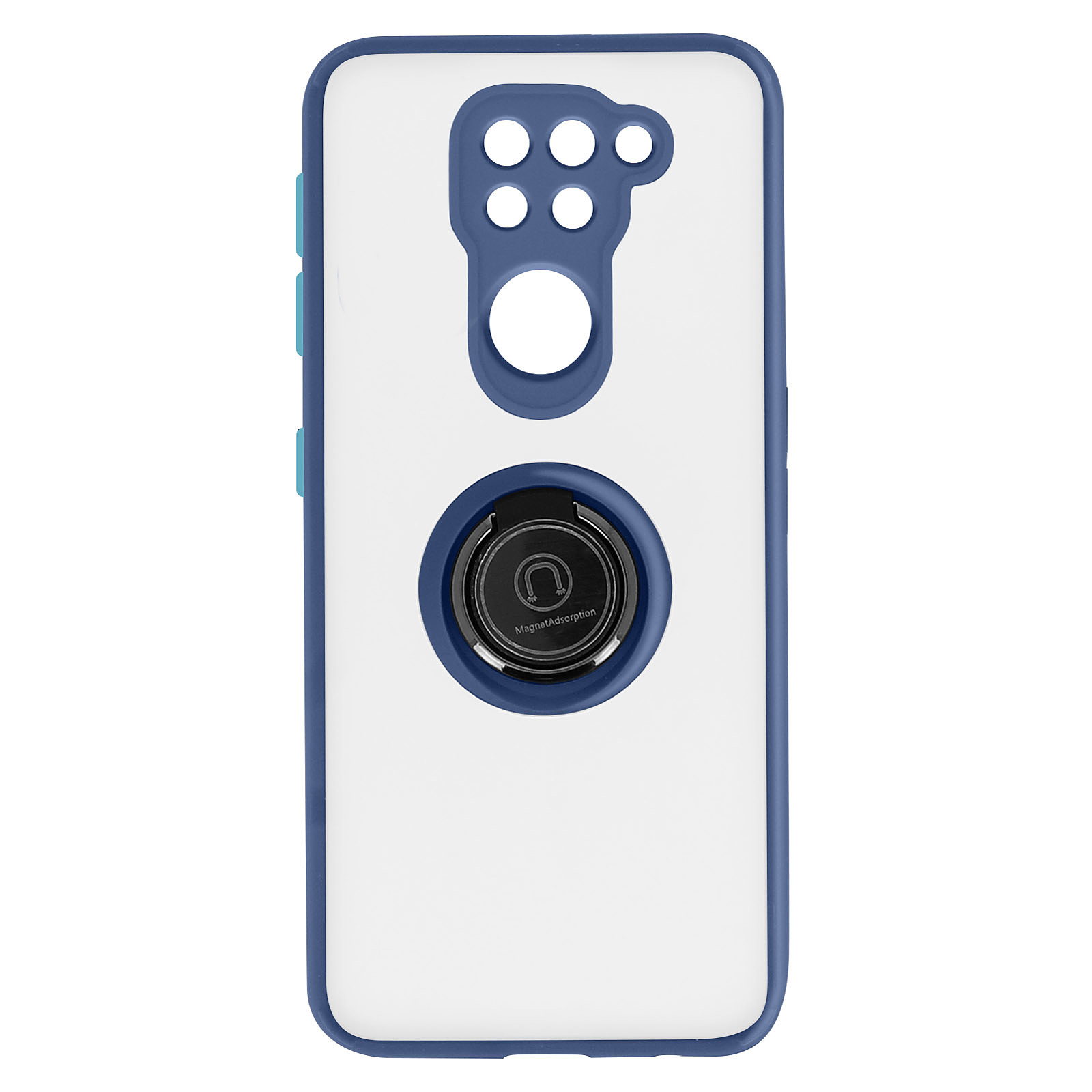 Avizar Coque pour Xiaomi Redmi Note 9 Bi-matière Bague Metallique Fonction Support Bleu - Coque telephone Avizar