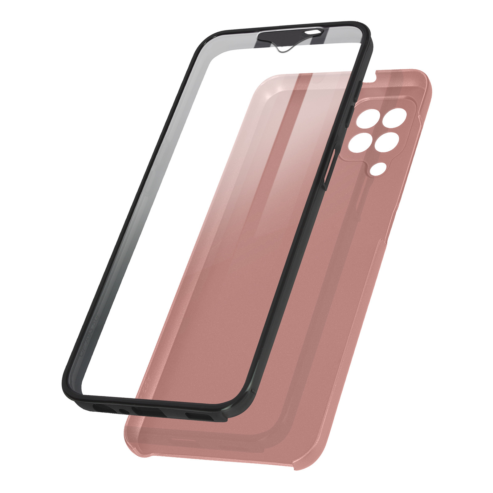 Avizar Coque pour Samsung Galaxy A22 Intègrale Arrière Rigide Rouge et Avant Souple Transparent - Coque telephone Avizar