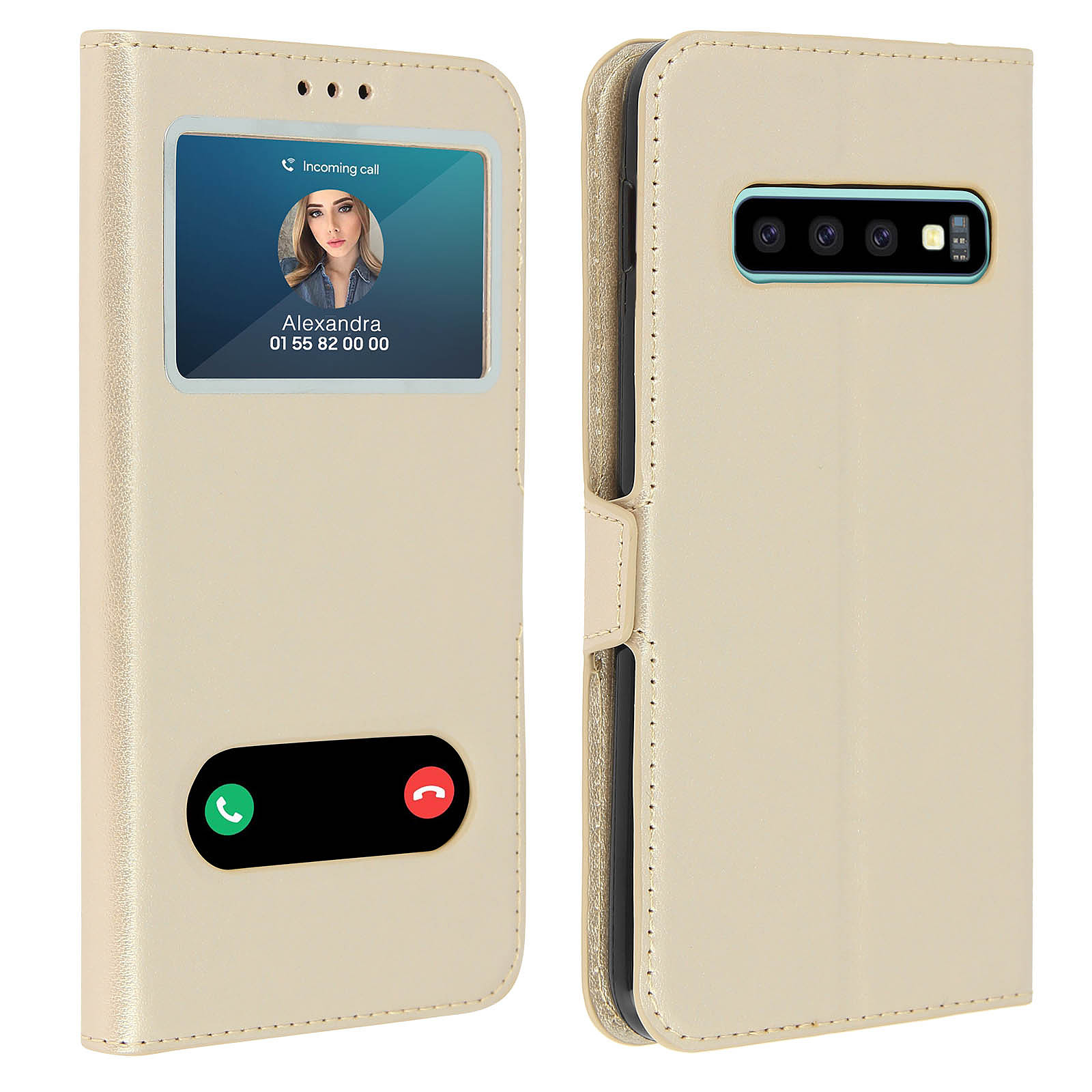 Avizar Etui folio Doree pour Samsung Galaxy S10 - Coque telephone Avizar