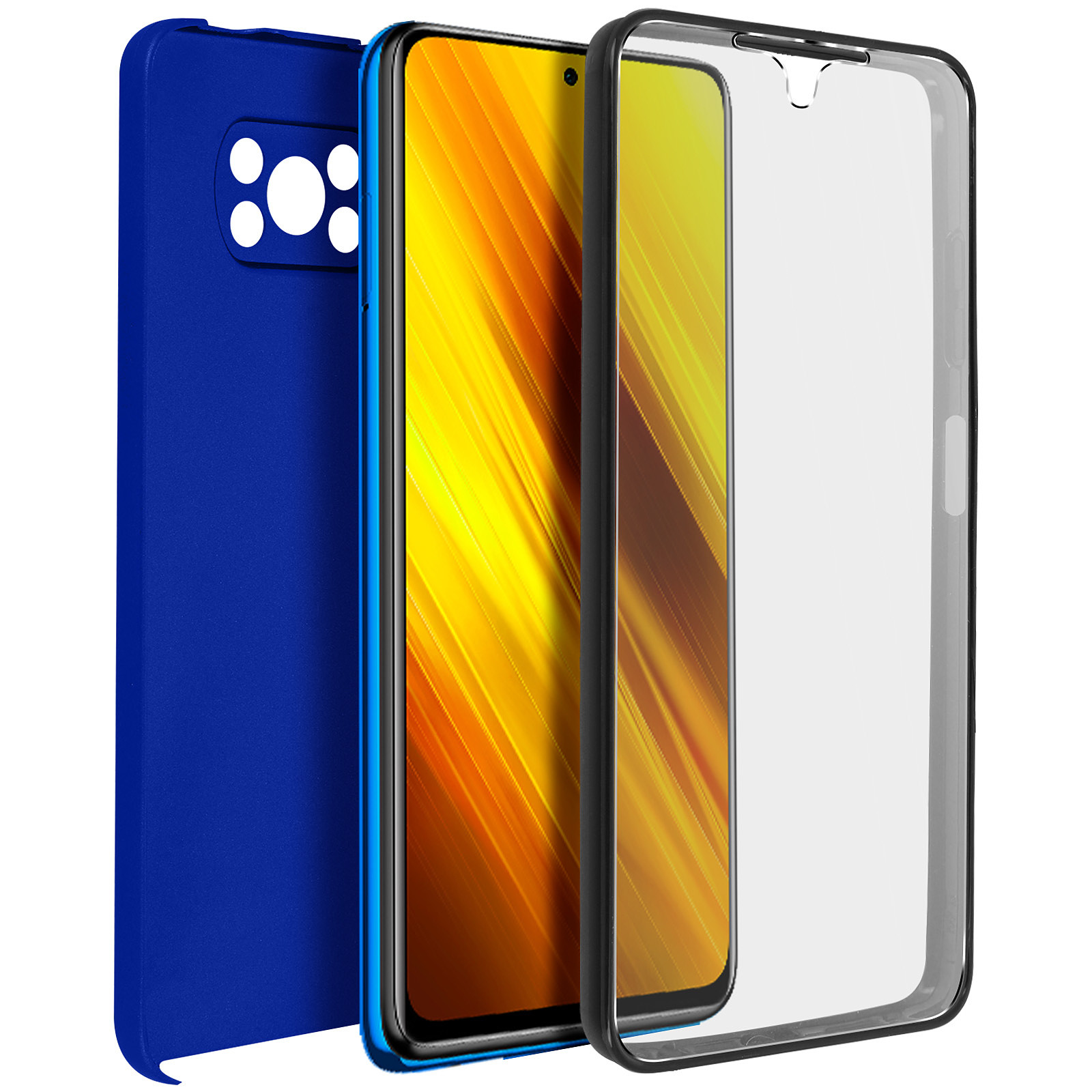 Avizar Coque pour Xiaomi Poco X3 et X3 Pro Arrière Rigide et Avant Souple Antichoc Bleu - Coque telephone Avizar