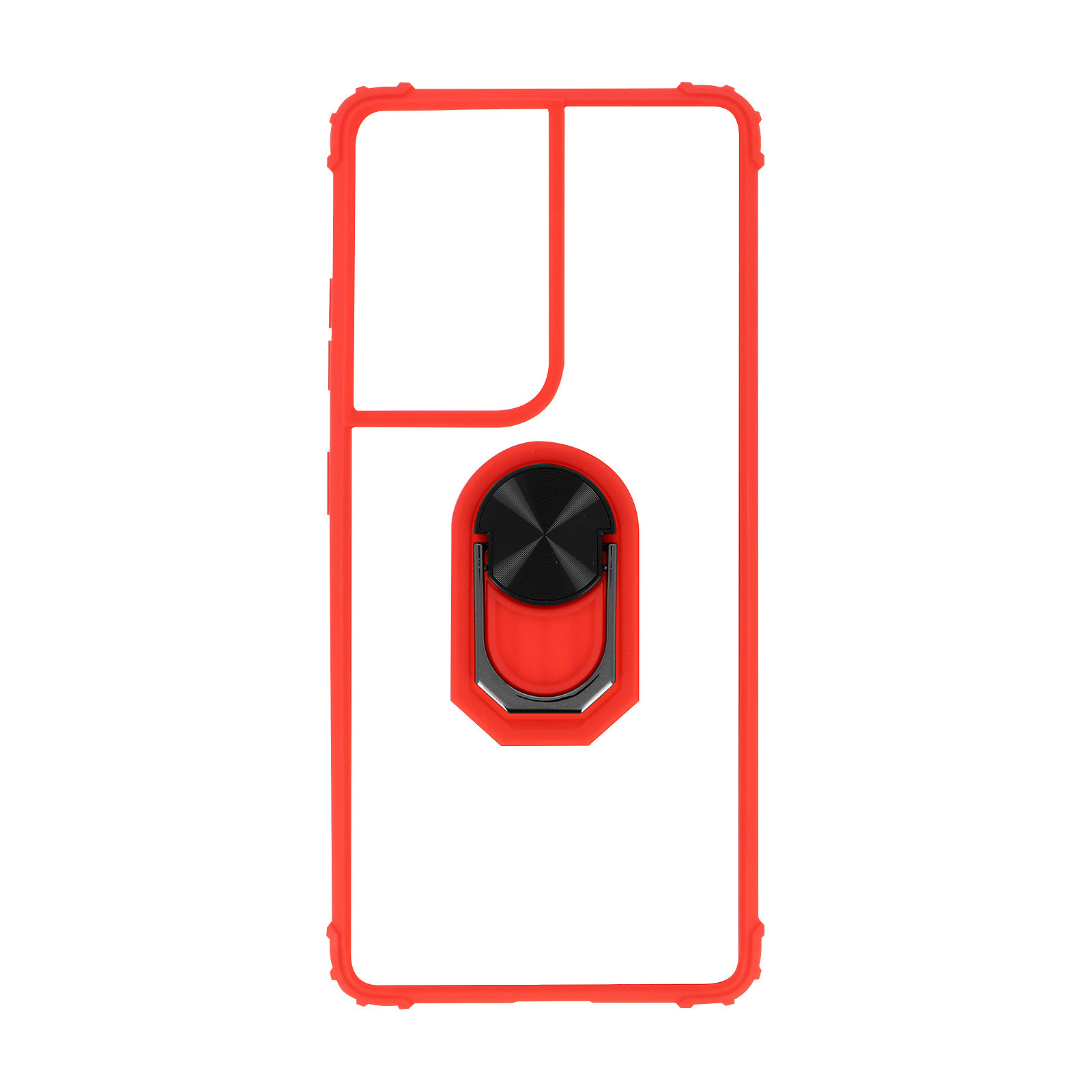 Avizar Coque pour Samsung Galaxy S21 Ultra Bi-matière Bague Metallique Fonction Support Rouge - Coque telephone Avizar