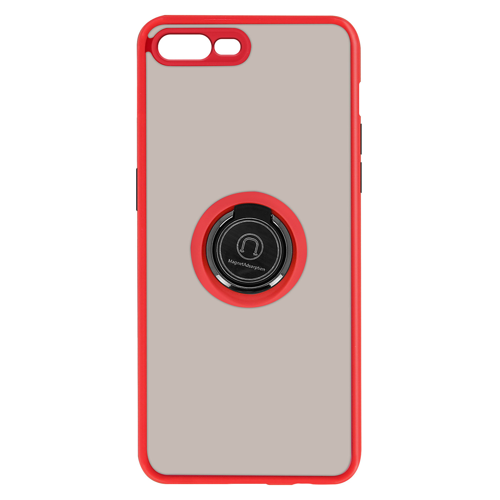 Avizar Coque pour iPhone 7 Plus et 8 Plus Bi-matière Bague Metallique Support Video Rouge - Coque telephone Avizar