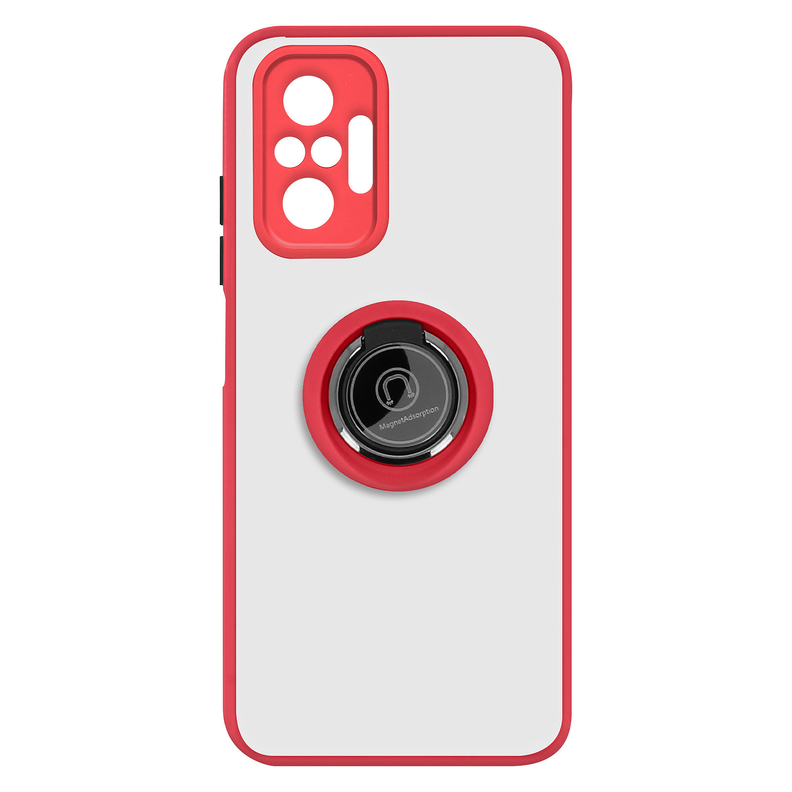Avizar Coque pour Xiaomi Redmi Note 10 Pro Bi-matière Bague Metallique Fonction Support Rouge - Coque telephone Avizar