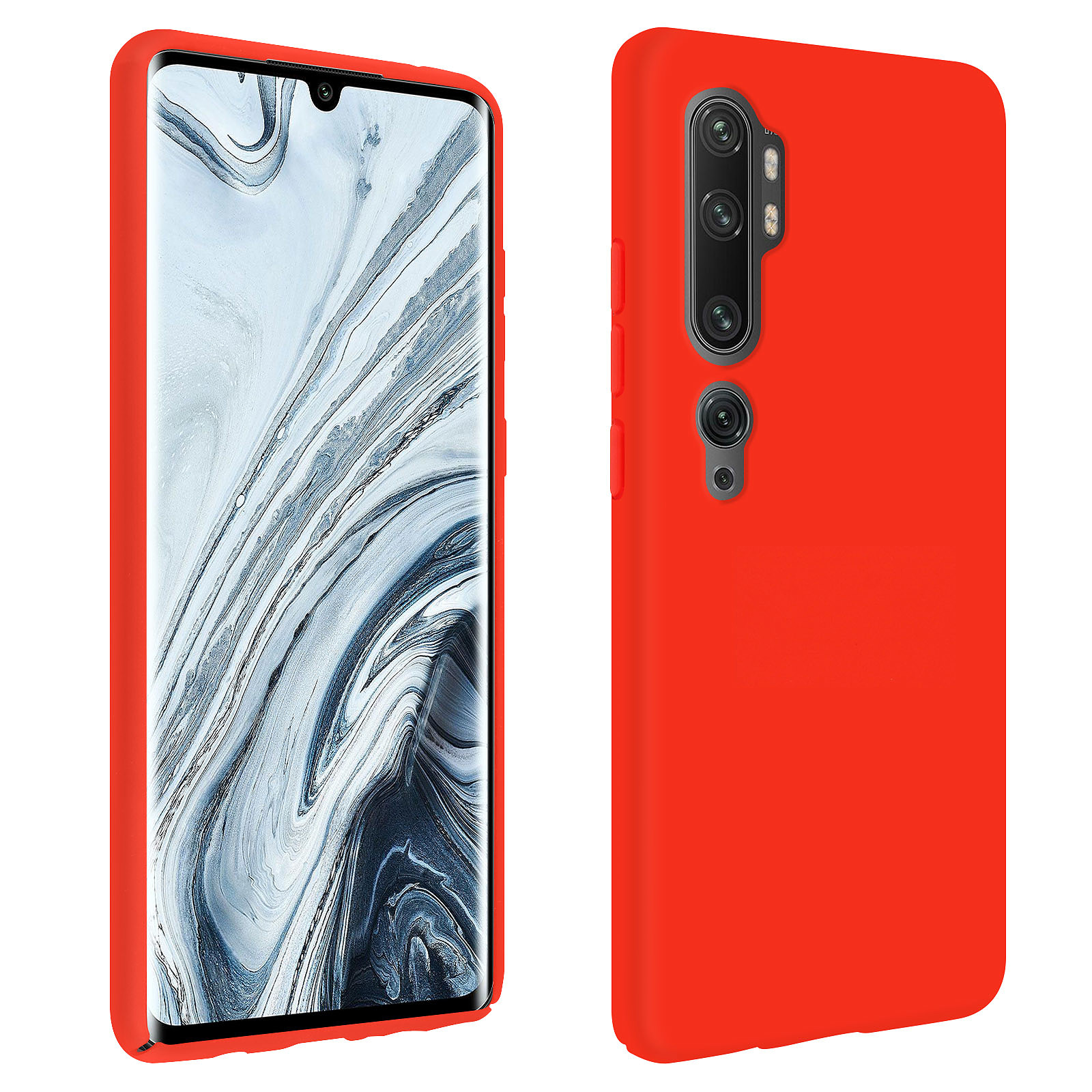 Avizar Coque Pour Xiaomi Mi Note 10 / Note 10 Pro Semi-rigide Finition Soft Touch Rouge - Coque telephone Avizar
