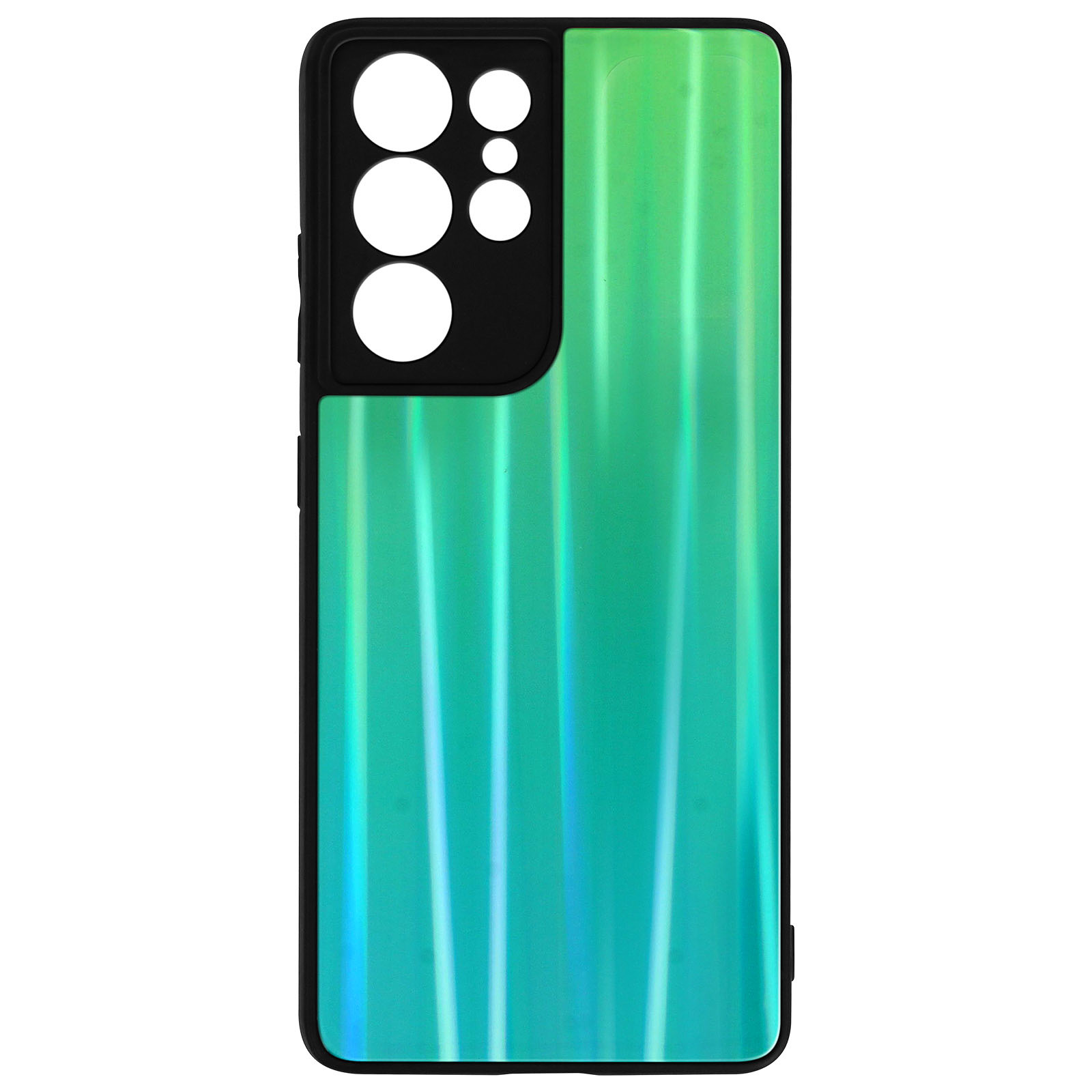 Avizar Coque pour Samsung Galaxy S21 Ultra Bi-matière Holographique Brillant Fine Legère Vert - Coque telephone Avizar