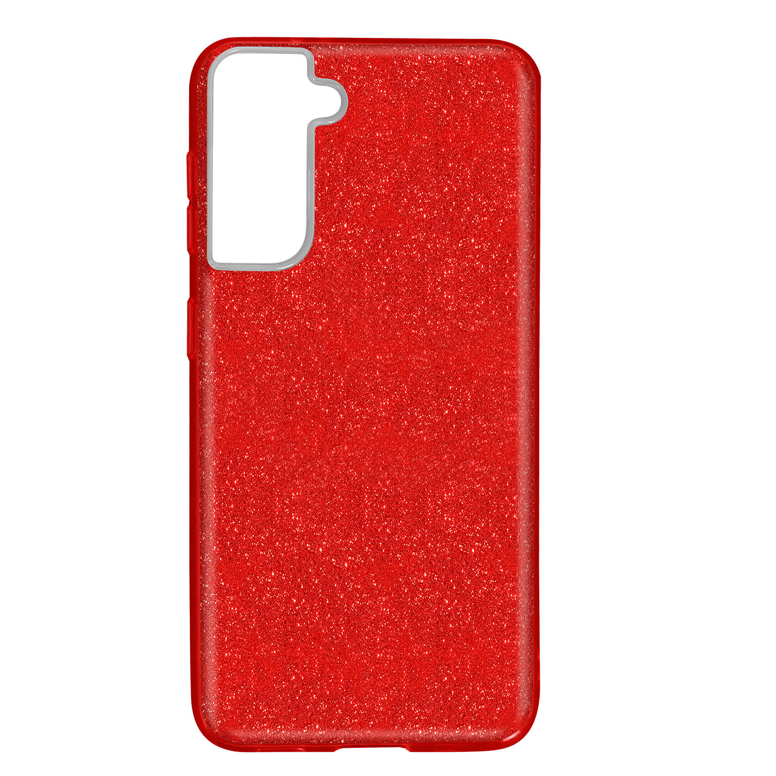 Avizar Coque pour Samsung Galaxy S21 Plus Design Paillette Amovible Silicone Rouge - Coque telephone Avizar