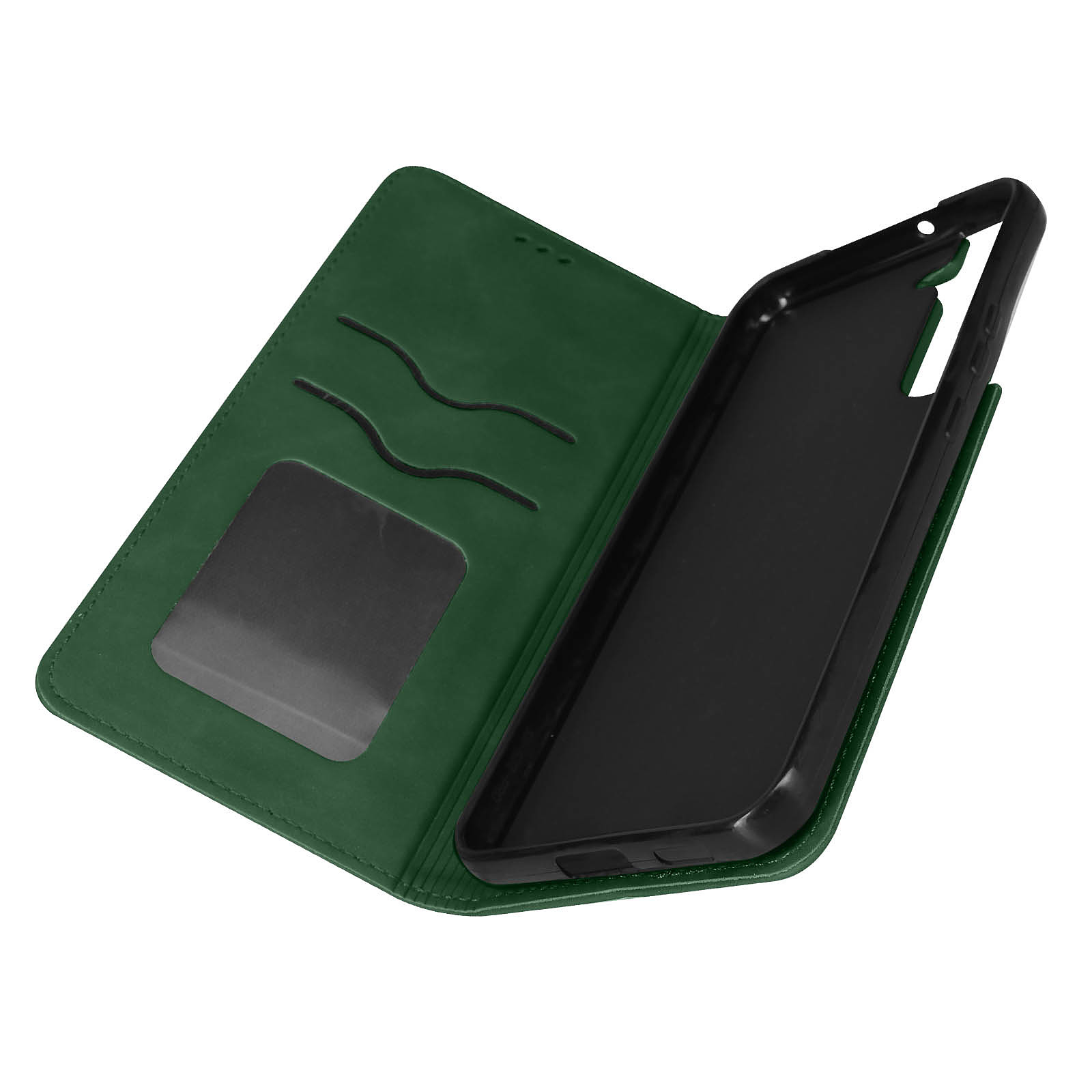 Avizar Etui Folio pour Samsung Galaxy S22 Plus Porte Carte Simili Cuir Daim vert - Coque telephone Avizar