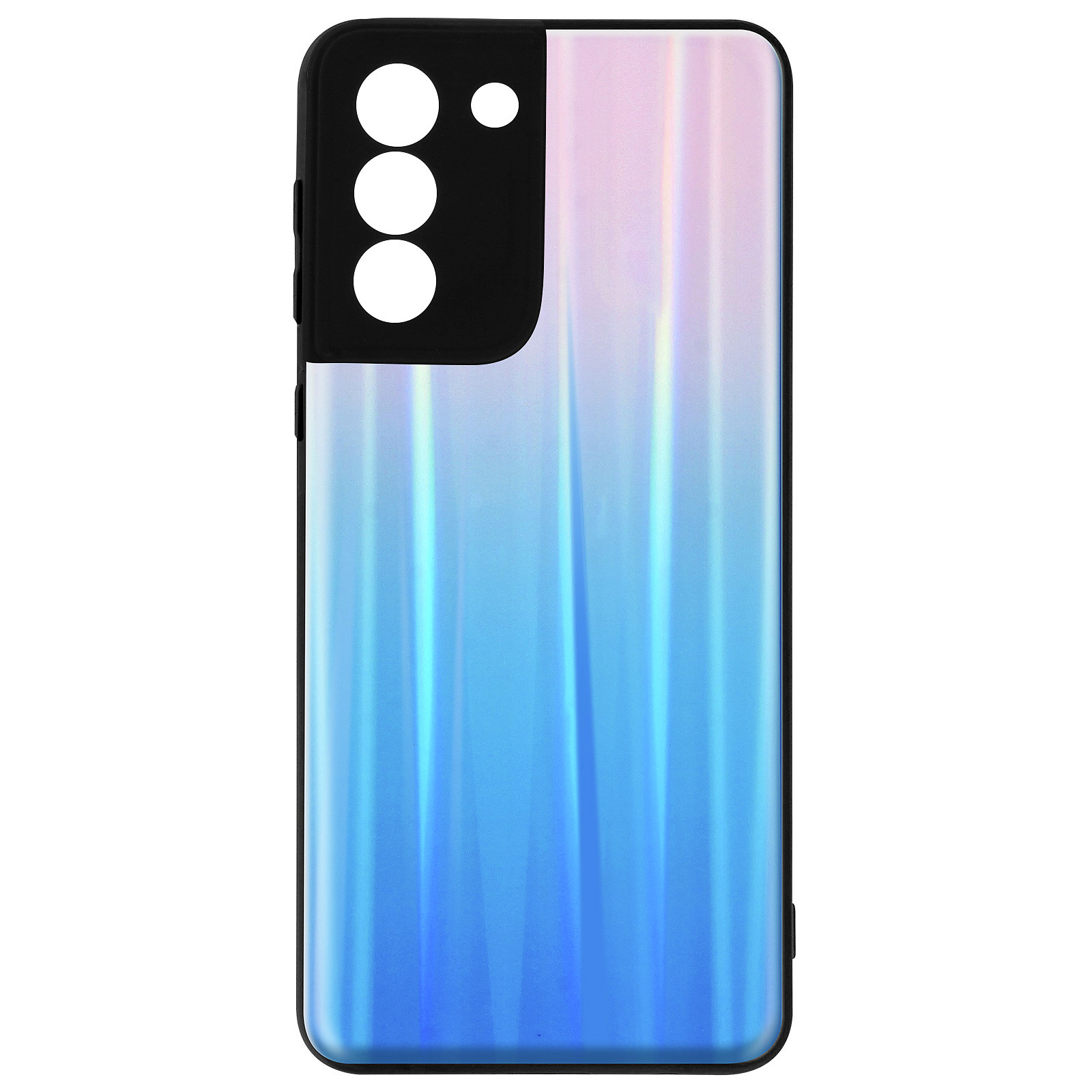 Avizar Coque pour Samsung Galaxy S21 Bi-matière Holographique Brillant Fine Legère Rose et Bleu - Coque telephone Avizar