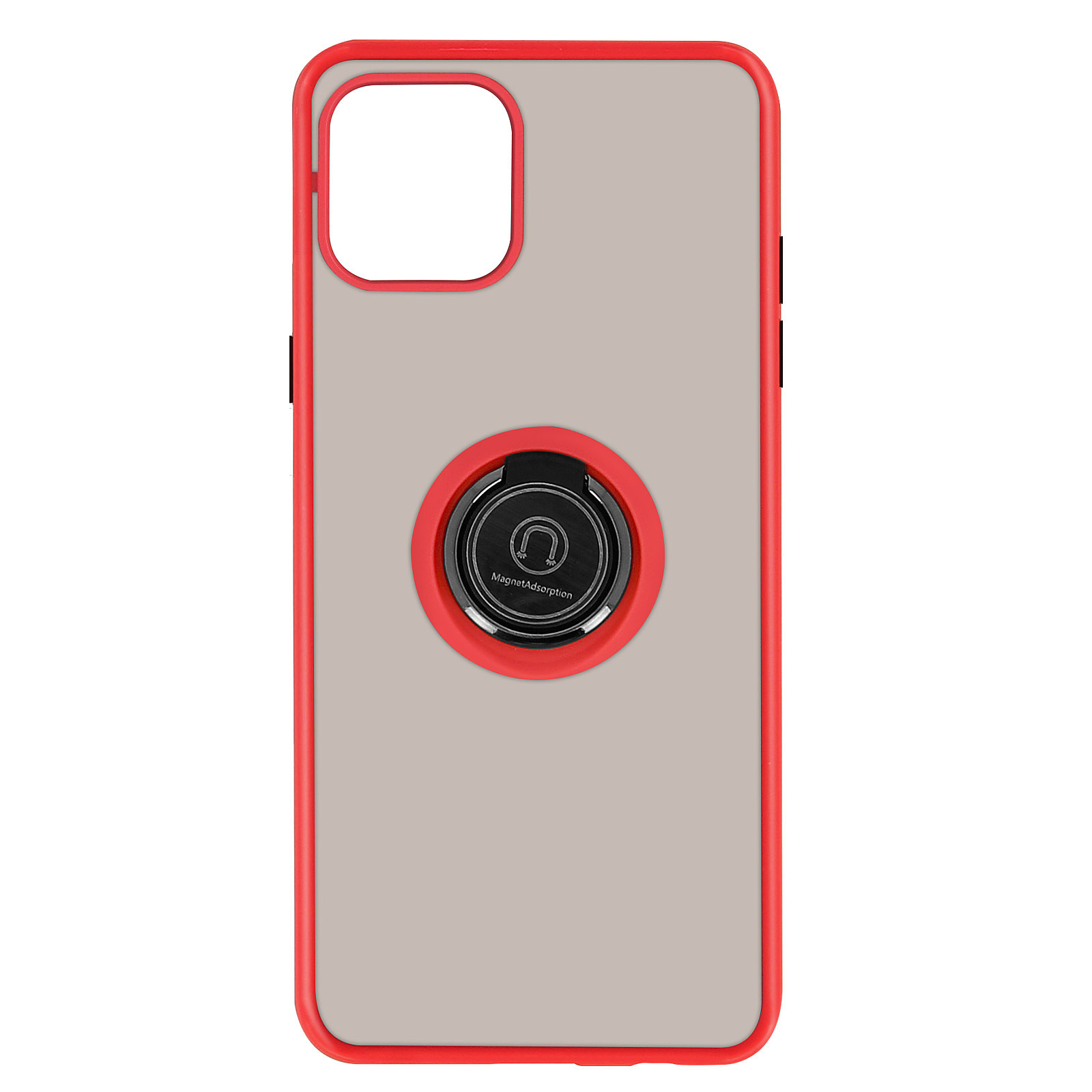 Avizar Coque pour iPhone 12 Pro Max Bi-matière Bague Metallique Fonction Support Rouge - Coque telephone Avizar