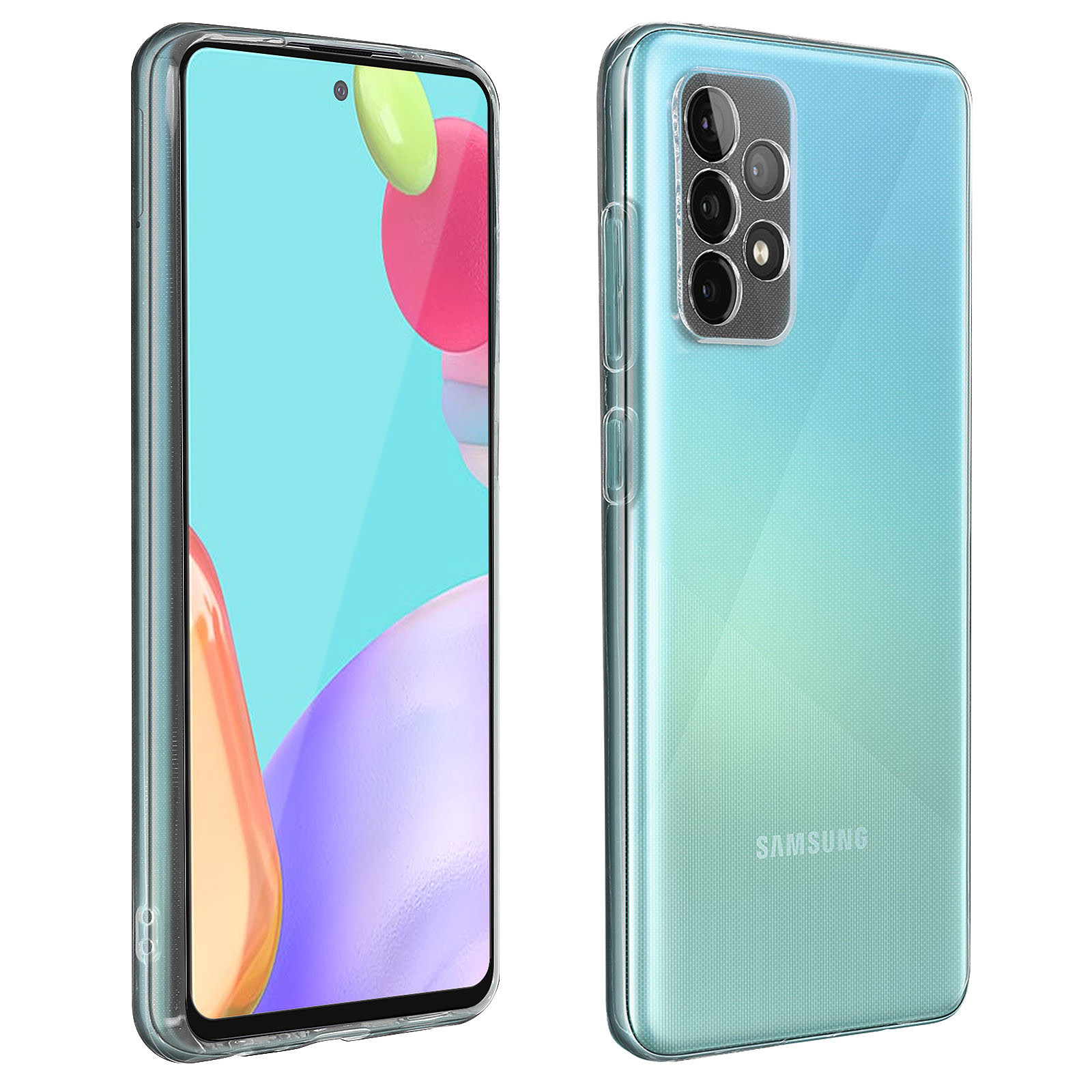 Avizar Coque pour Samsung Galaxy A52 et A52s Souple et Film Verre Trempe Durete 9H Transparent Noir - Coque telephone Avizar
