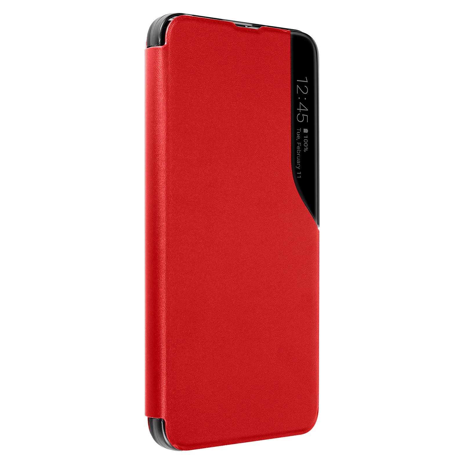 Avizar atui Clear View pour Xiaomi Redmi 10 Fenetre Affichage Heure Support Video Rouge - Coque telephone Avizar