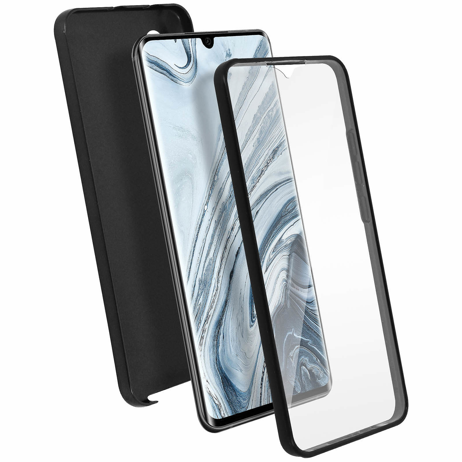 Avizar Coque pour Xiaomi Mi Note 10 / Note 10 Pro Arrière Rigide et Avant Souple Noir - Coque telephone Avizar