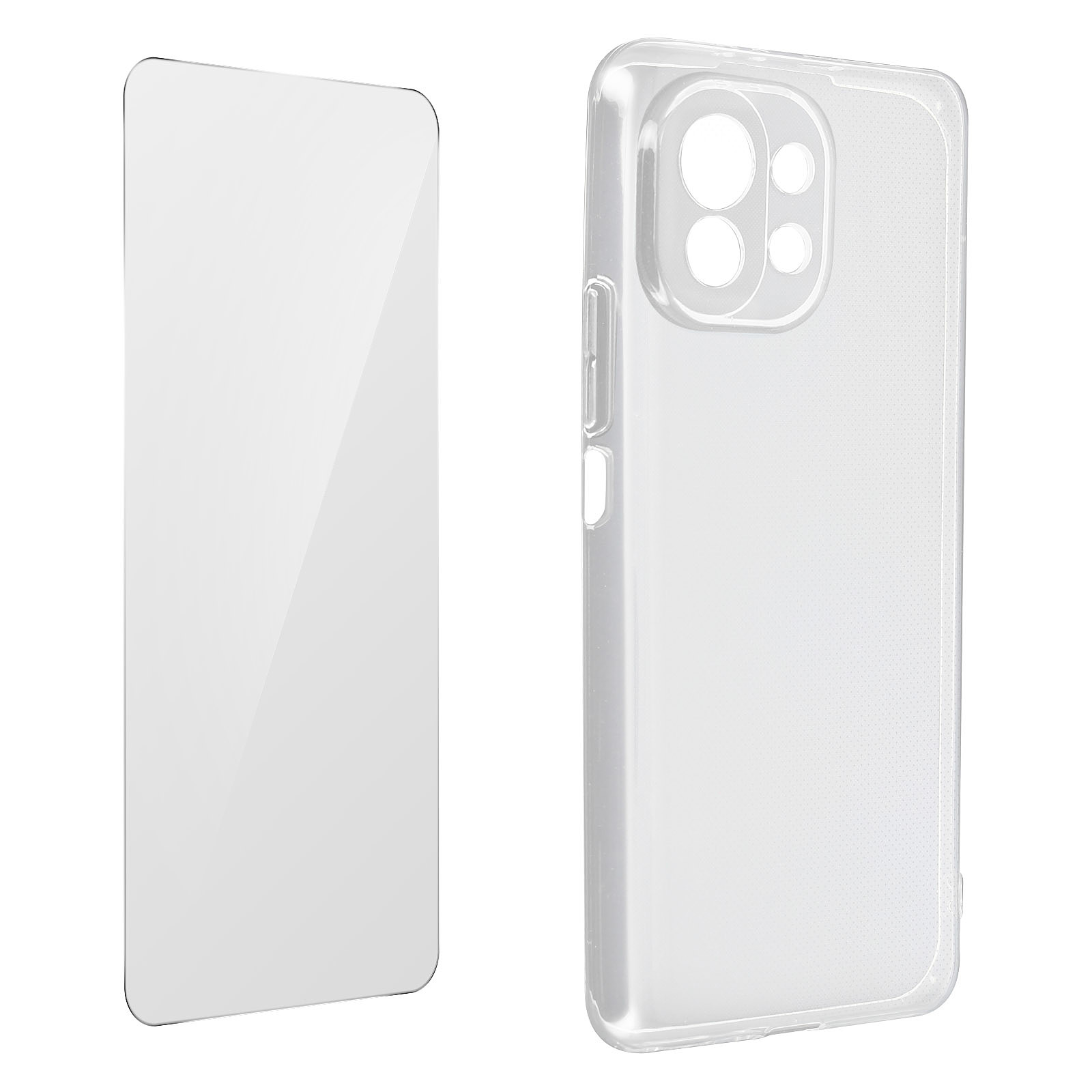 Avizar Coque pour Xiaomi Mi 11 Lite et Mi 11 Lite 5G Souple et Film Verre Trempe Durete 9H Transparent - Coque telephone Avizar
