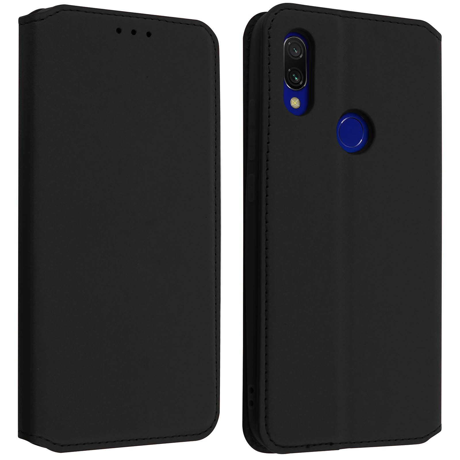 Avizar Etui folio Noir aco-cuir pour Xiaomi Redmi 7 - Coque telephone Avizar