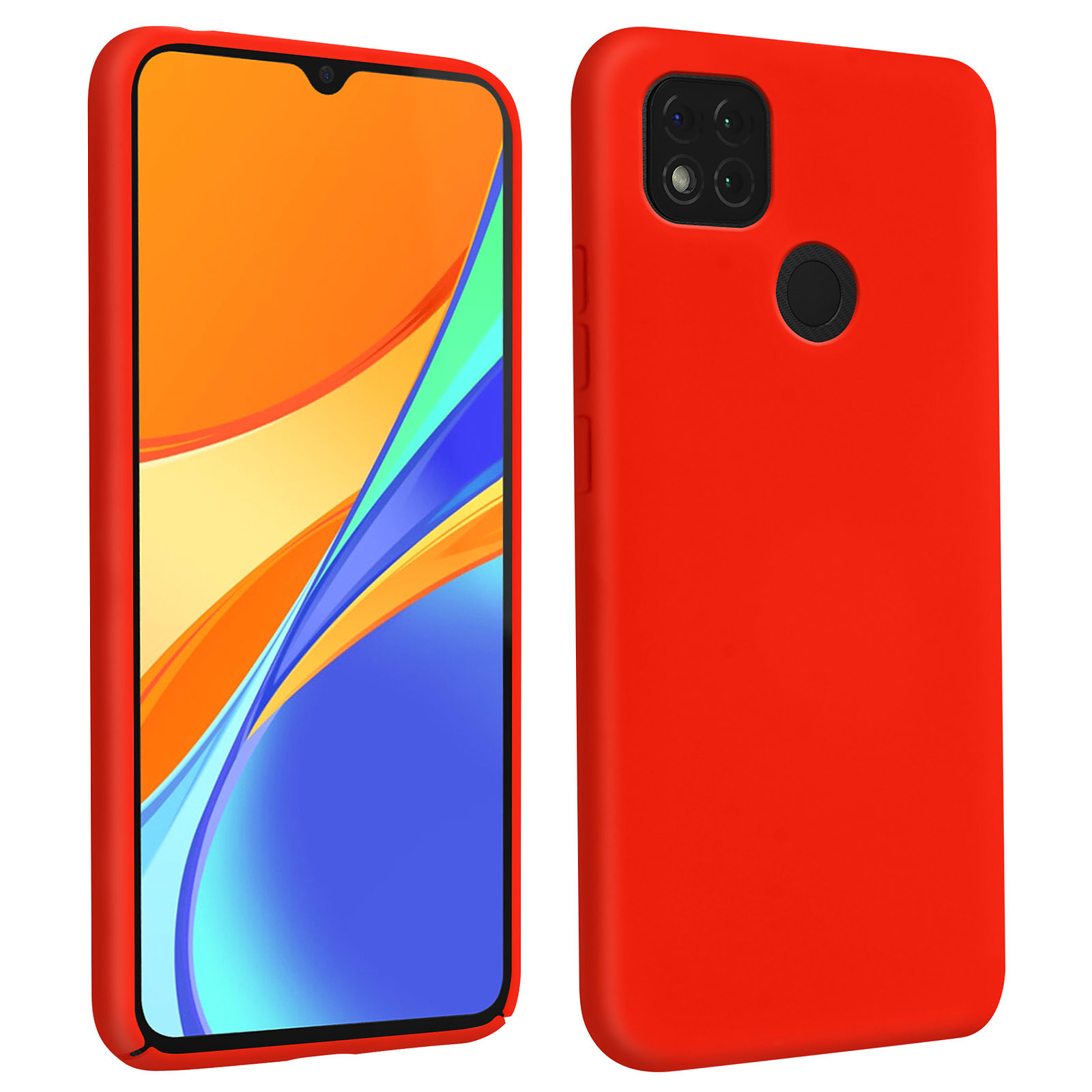 Avizar Coque pour Xiaomi Redmi 9C Silicone Gel Semi-rigide Finition Soft Touch Rouge - Coque telephone Avizar