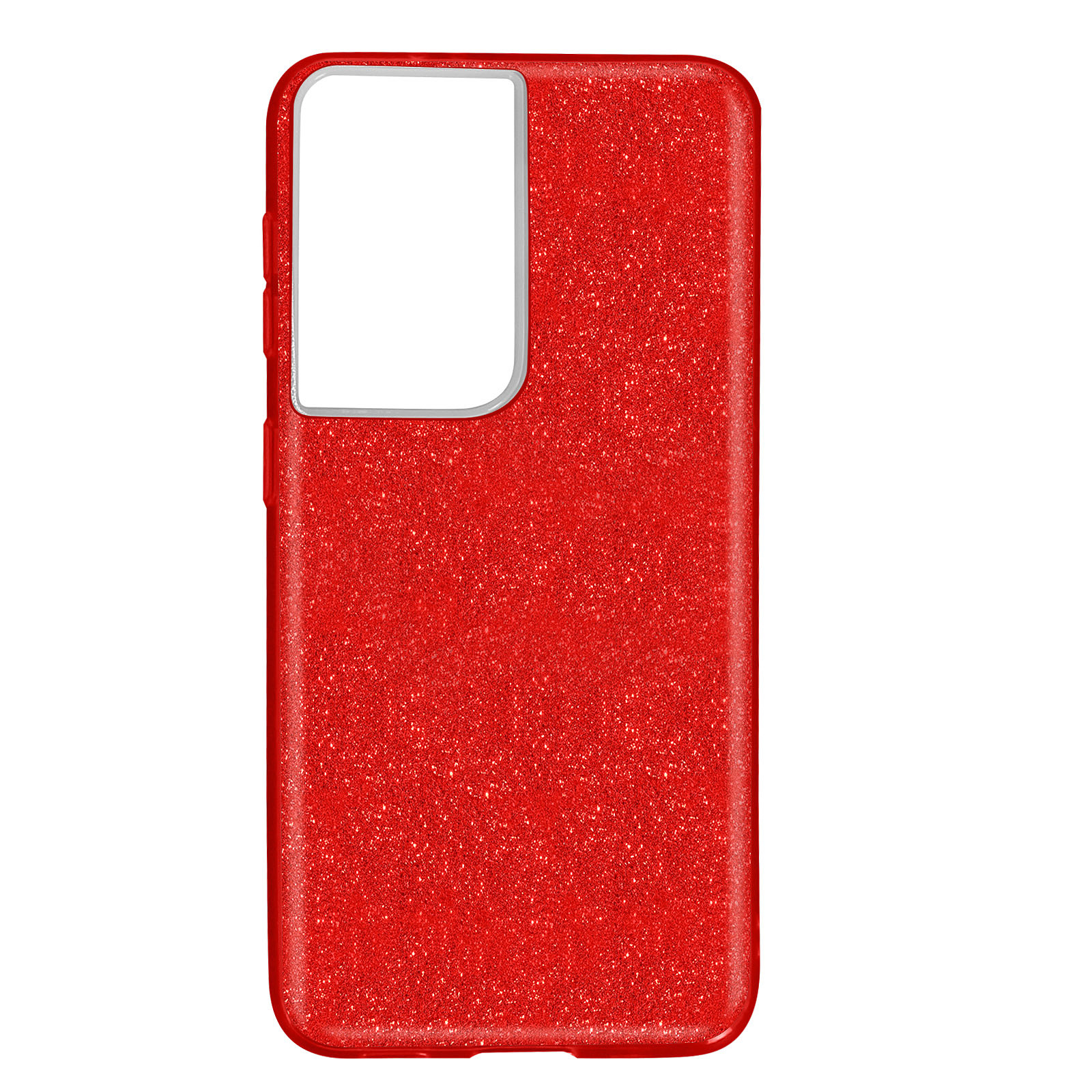 Avizar Coque pour Samsung Galaxy S21 Ultra Design Paillette Amovible Silicone Rouge - Coque telephone Avizar