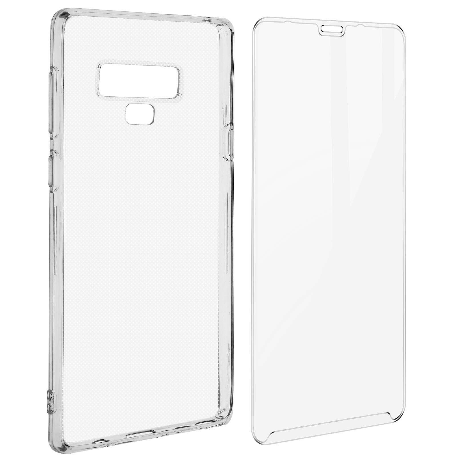 Avizar Coque pour Samsung Galaxy Note 9 Silicone Souple et Film Verre Trempe Durete 9H Transparent - Coque telephone Avizar