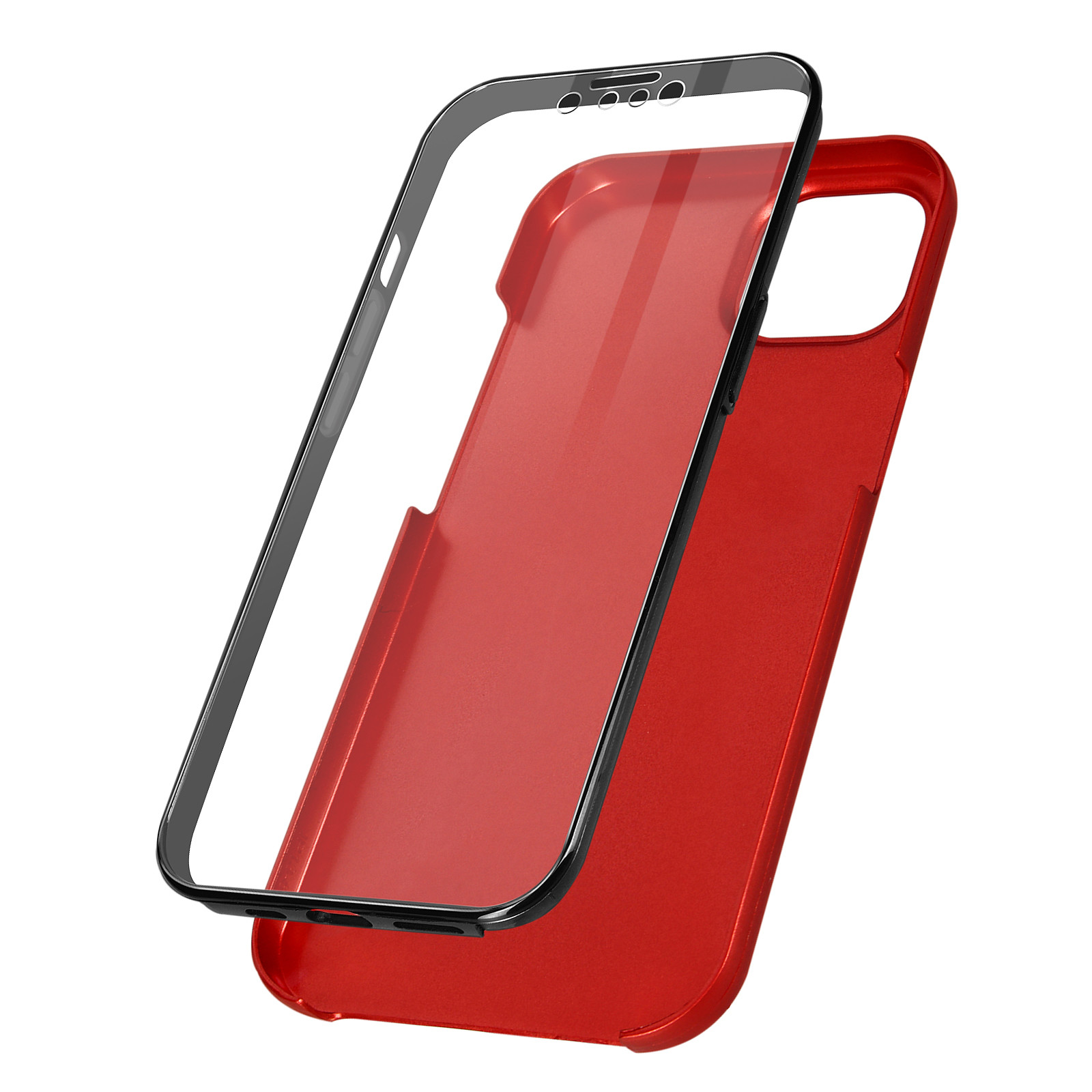 Avizar Coque pour iPhone 13 Mini Intègrale Arrière Rigide Rouge et Avant Souple Transparent - Coque telephone Avizar