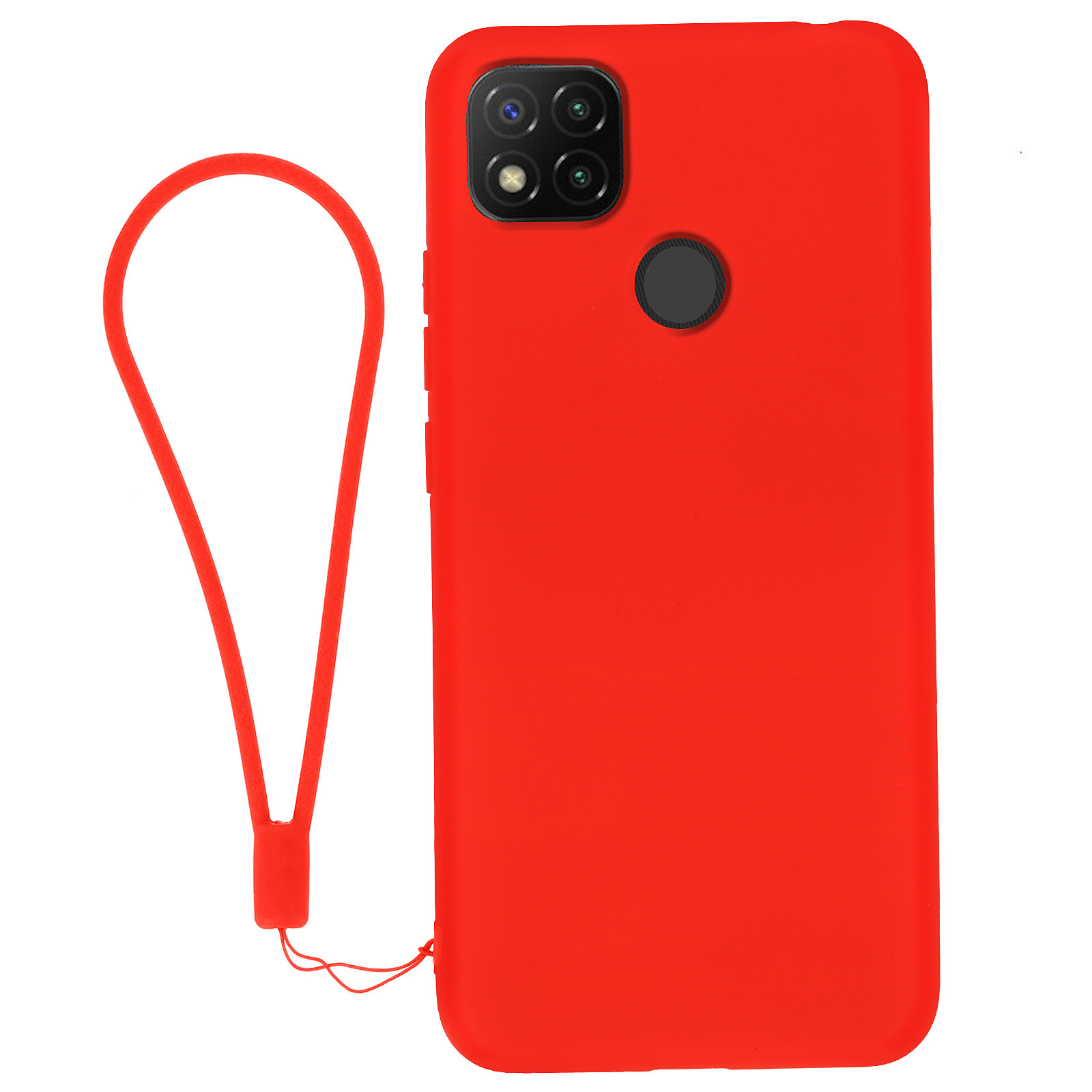 Avizar Coque pour Xiaomi Redmi 9C Silicone Gel Semi-rigide avec Dragonne Rouge - Coque telephone Avizar