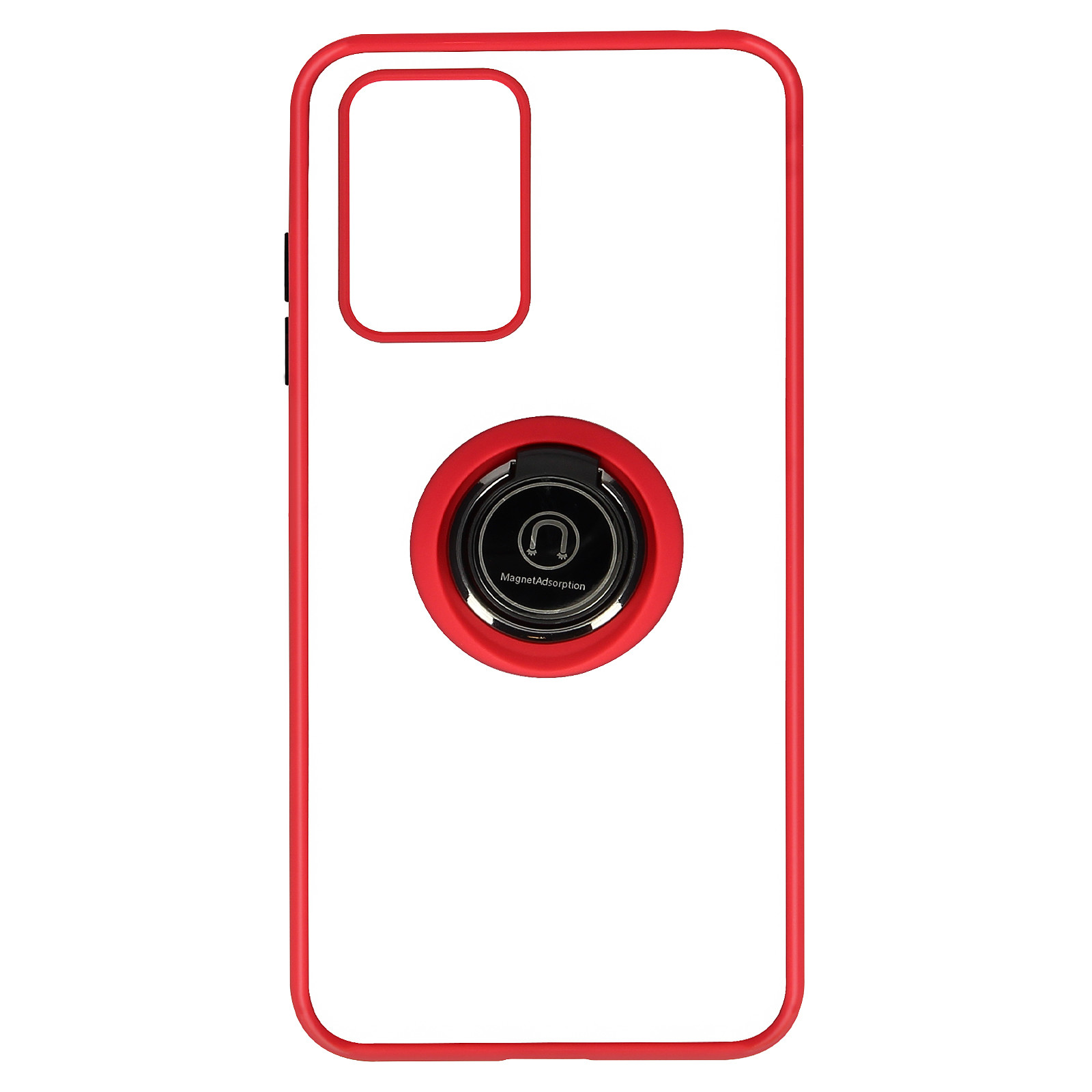Avizar Coque pour Xiaomi Redmi 10 Bi-matière Bague Metallique Support Video Rouge - Coque telephone Avizar