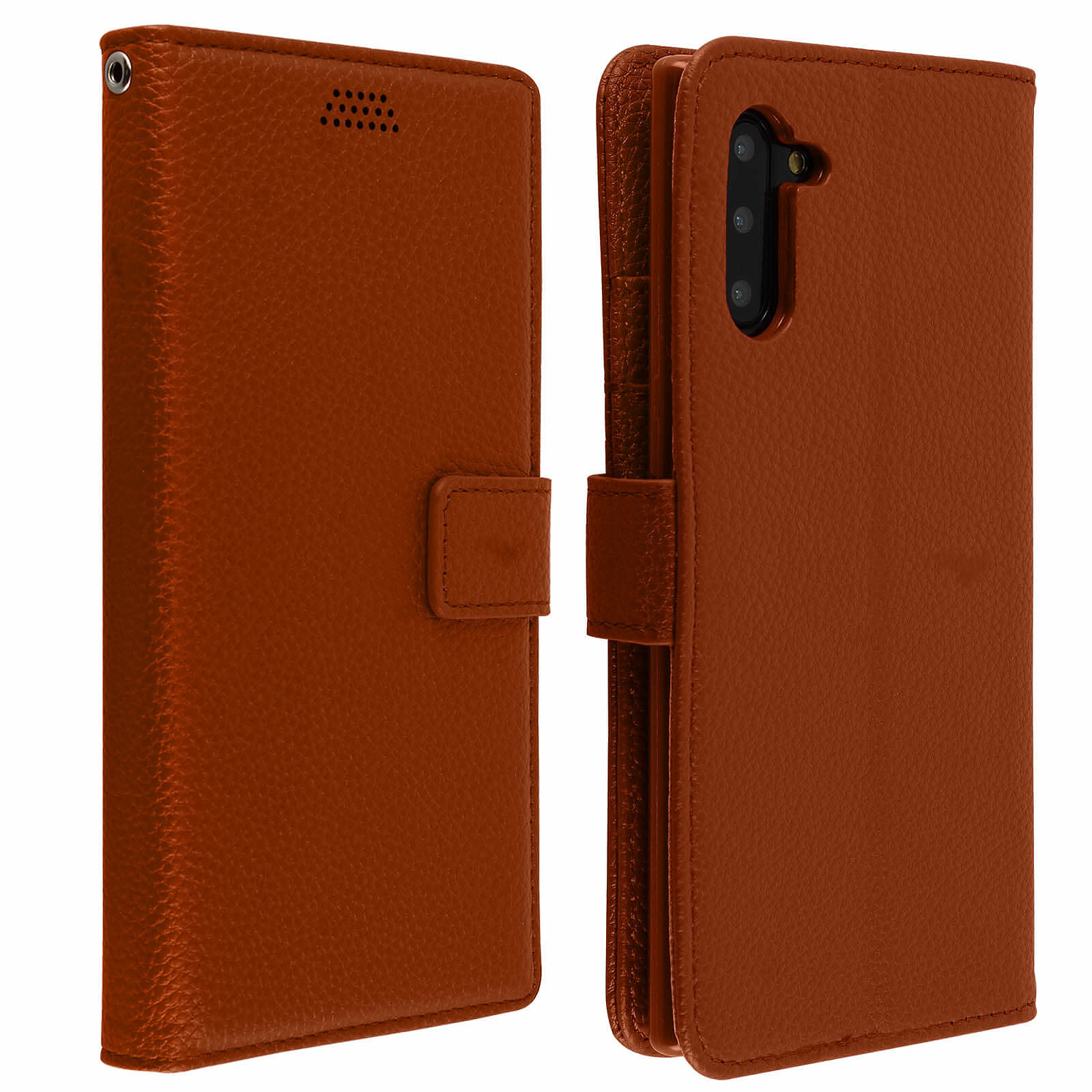 Avizar Etui folio Marron aco-cuir pour Samsung Galaxy Note 10 - Coque telephone Avizar