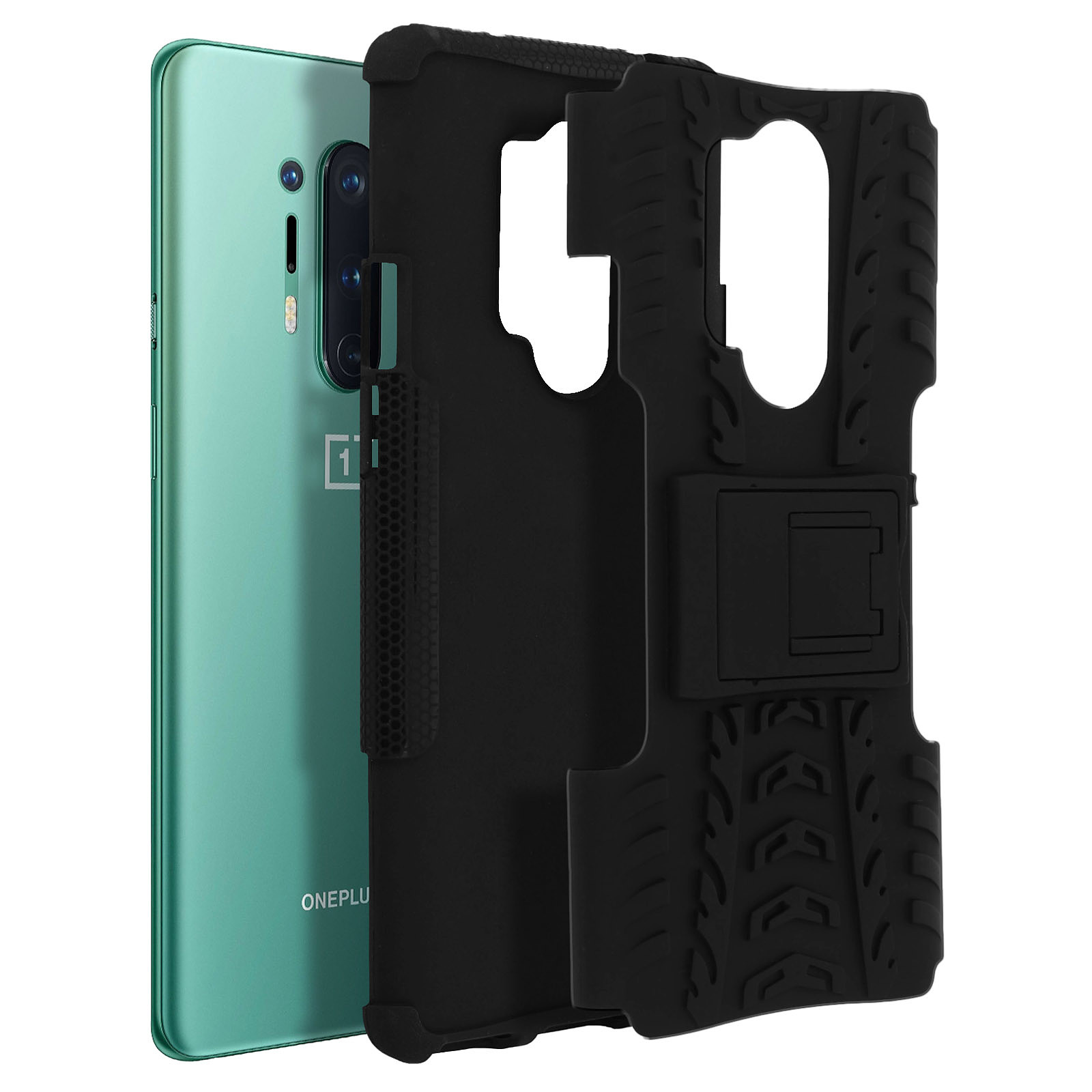 Avizar Coque pour OnePlus 8 Pro Bi-matière Antichoc Bequille Noir - Coque telephone Avizar