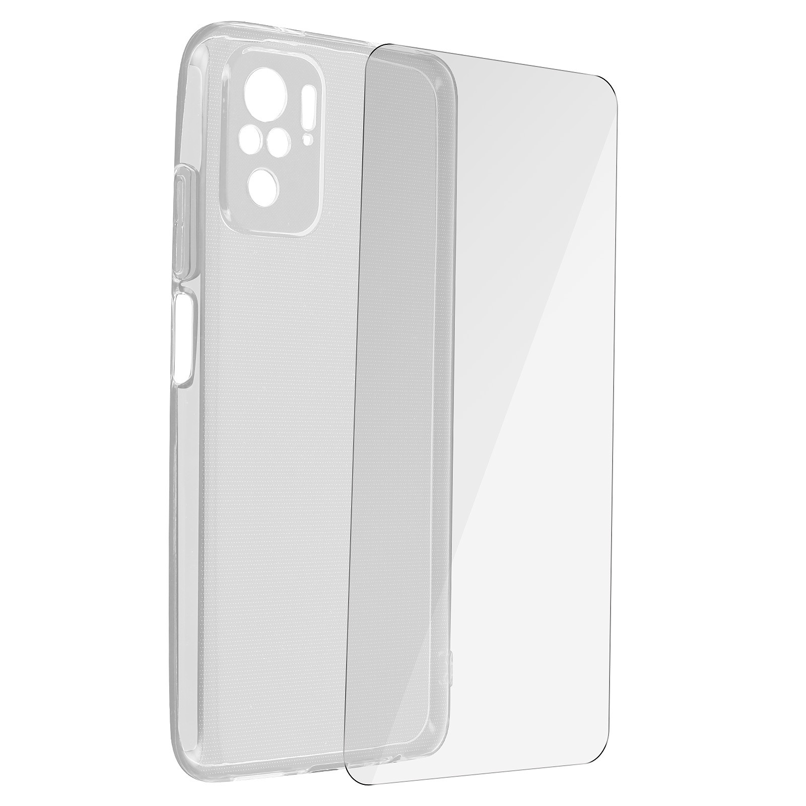 Avizar Coque pour Xiaomi Redmi Note 10s / Note 10 Souple et Film Verre Trempe Durete 9H Transparent - Coque telephone Avizar