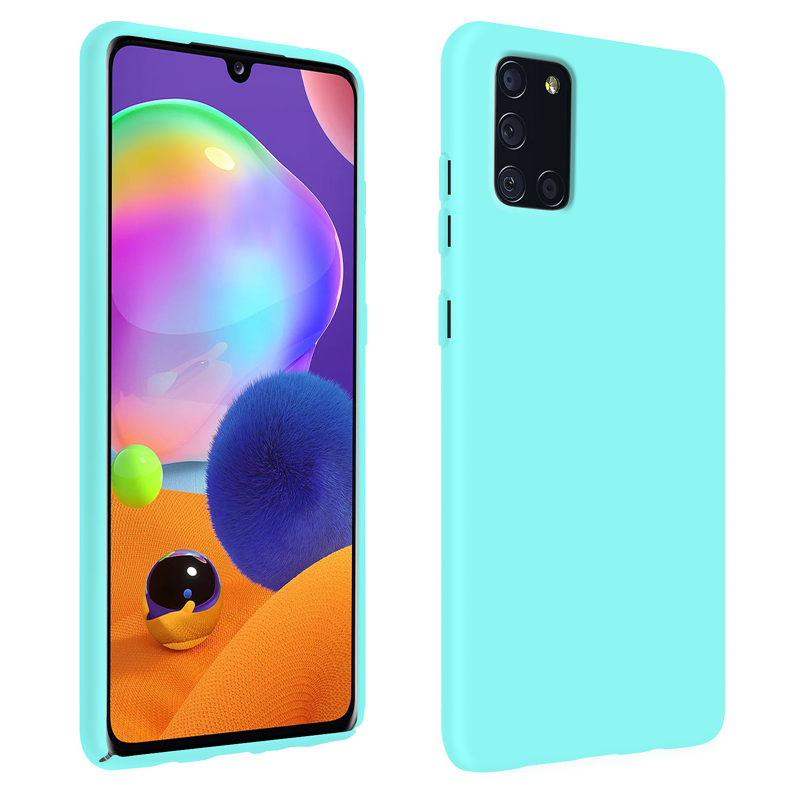 Avizar Coque pour Samsung Galaxy A31 Silicone Gel Souple Finition Soft Touch Turquoise - Coque telephone Avizar