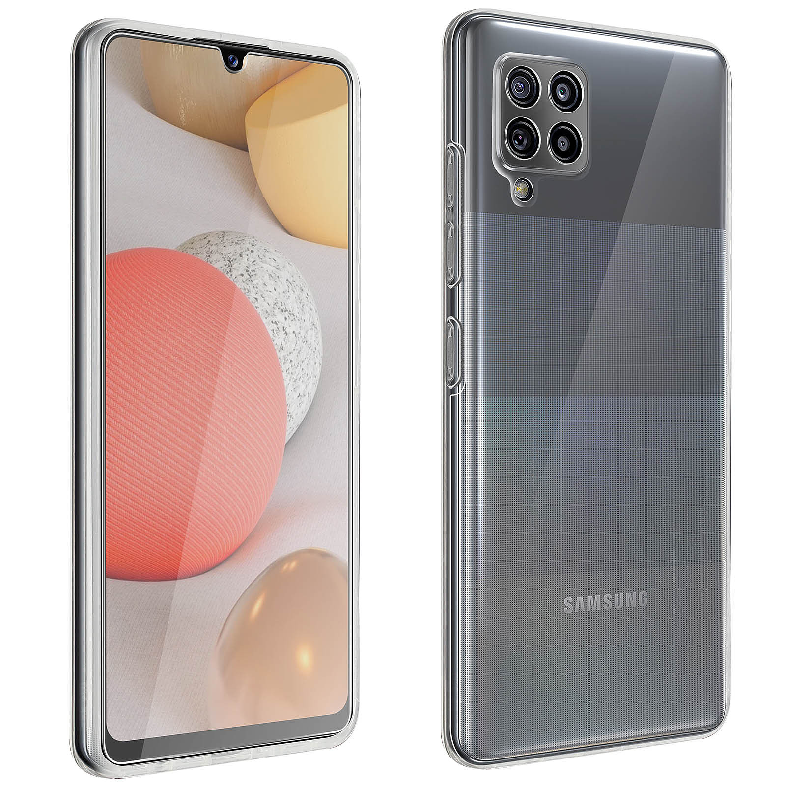 Avizar Coque pour Samsung Galaxy A42 5G Souple et Film Verre Trempe Durete 9H Transparent Transparent - Coque telephone Avizar