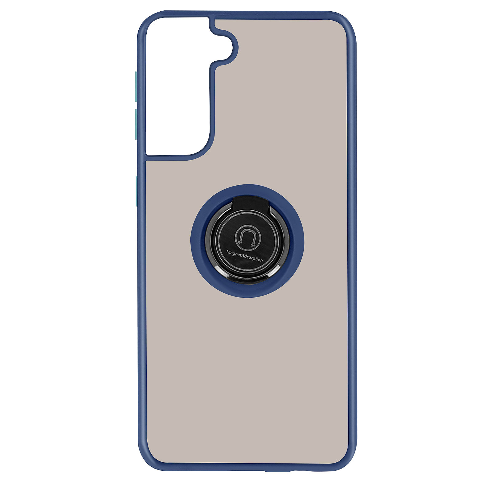 Avizar Coque pour Samsung Galaxy S21 Bi-matière Bague Metallique Fonction Support Bleu - Coque telephone Avizar