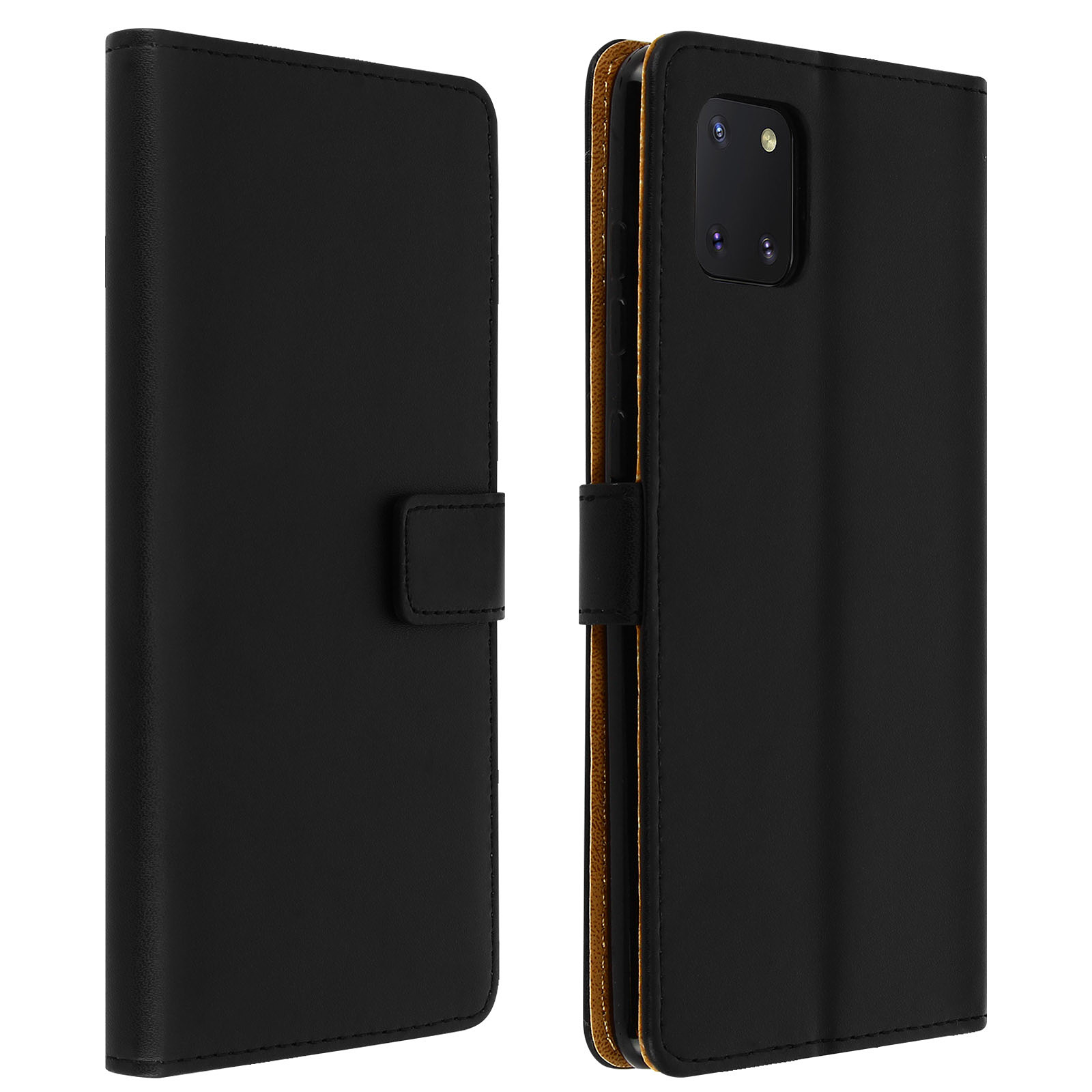 Avizar Etui pour Galaxy Note 10 Lite Cuir Veritable Porte cartes Fonction Support Noir - Coque telephone Avizar